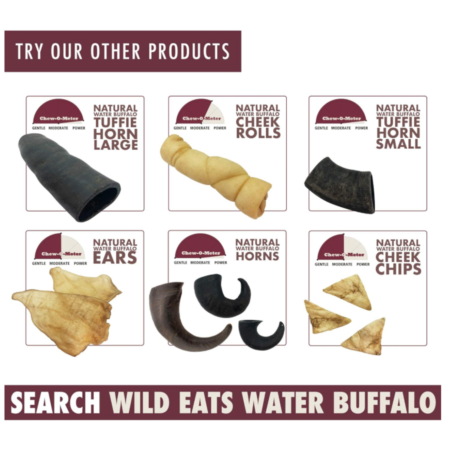 Wild Eats Prime Select Water Buffalo Dog Treats, Variety Pack - 7 Count