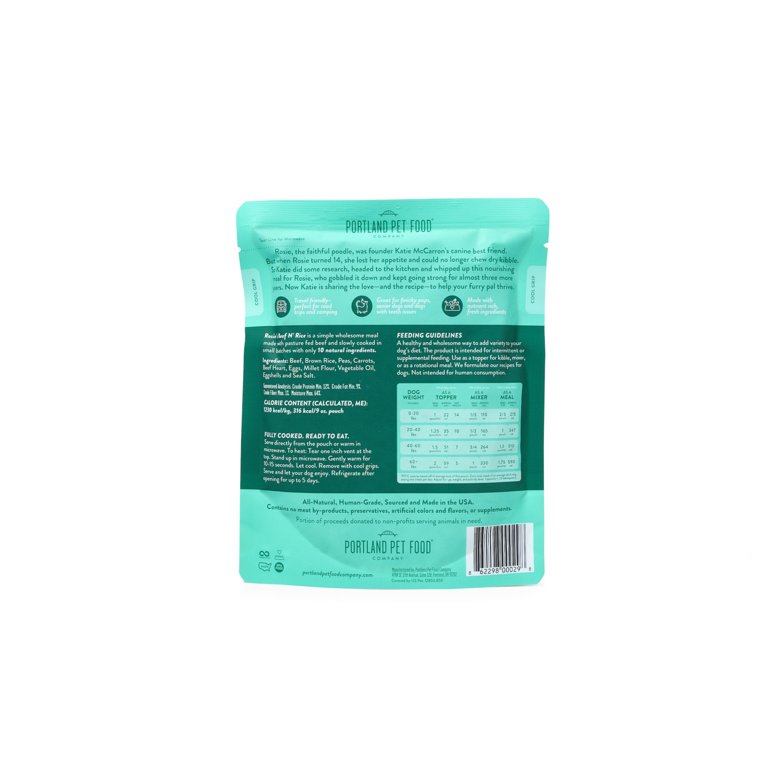Portland Pet Food Company Rosie's Beef N' Rice Homestyle Gently Cooked Wet Dog Food