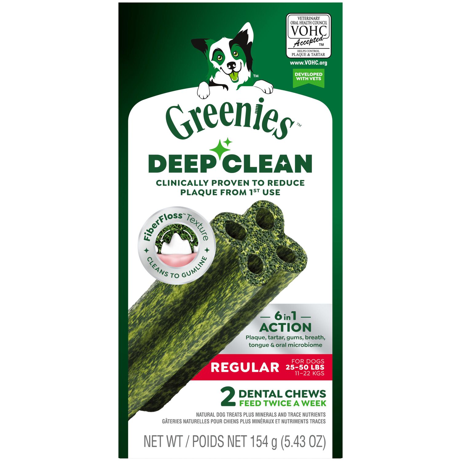 Greenies Deep Clean Original Flavor Regular Size Dental Dog Treats, 5.64 Oz, 2 Count