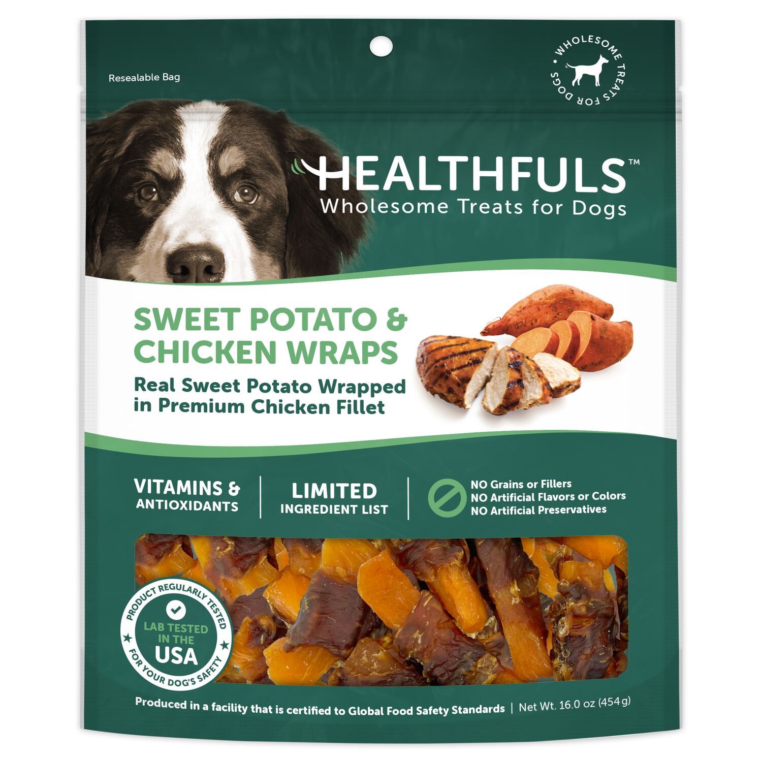 Healthfuls Chicken Wrapped Sweet Potato Soft & Chewy Dog Treats, 16-Oz