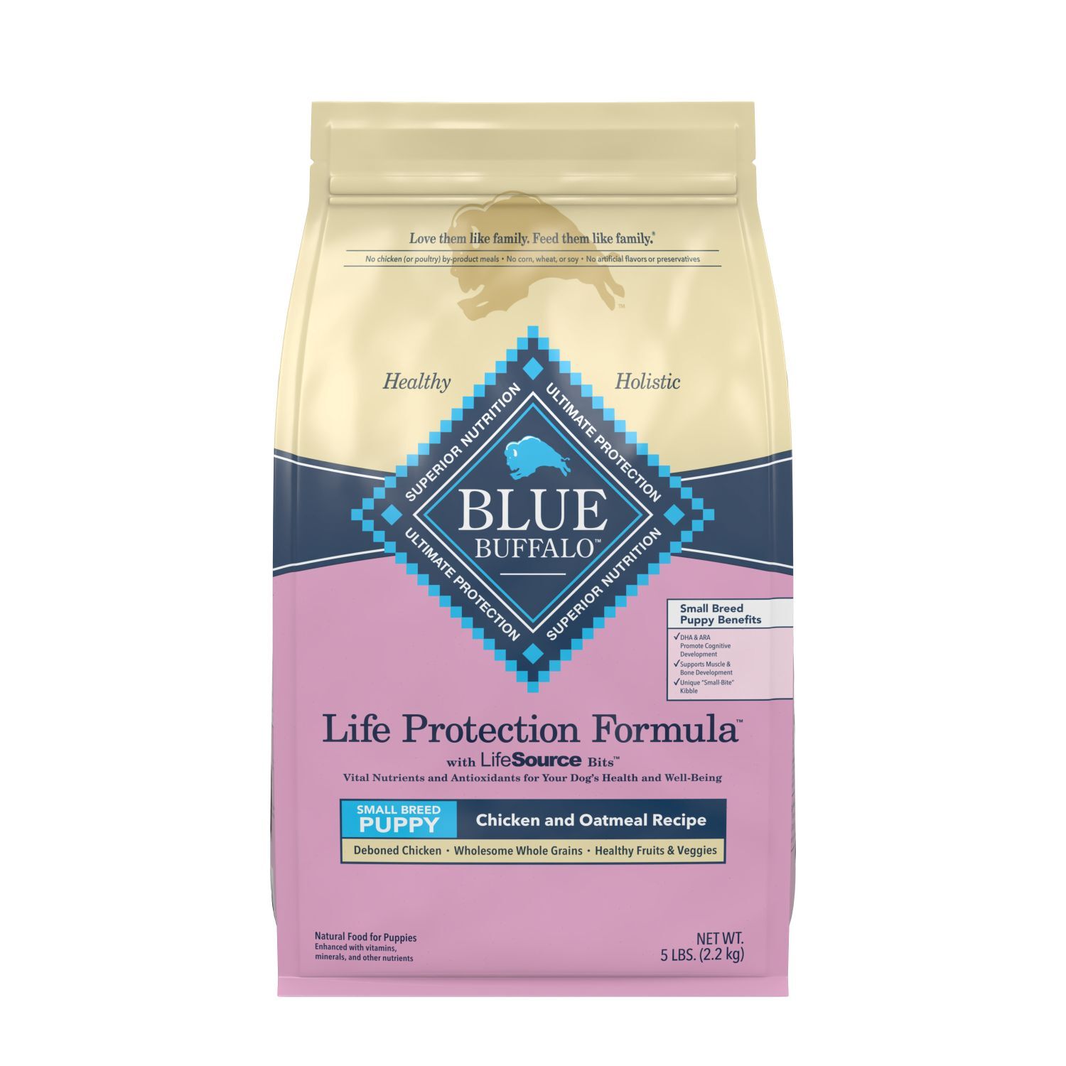 Blue Buffalo Life Protection Formula Small Breed Chicken & Oatmeal Recipe Puppy Dog Food, 5-Lb