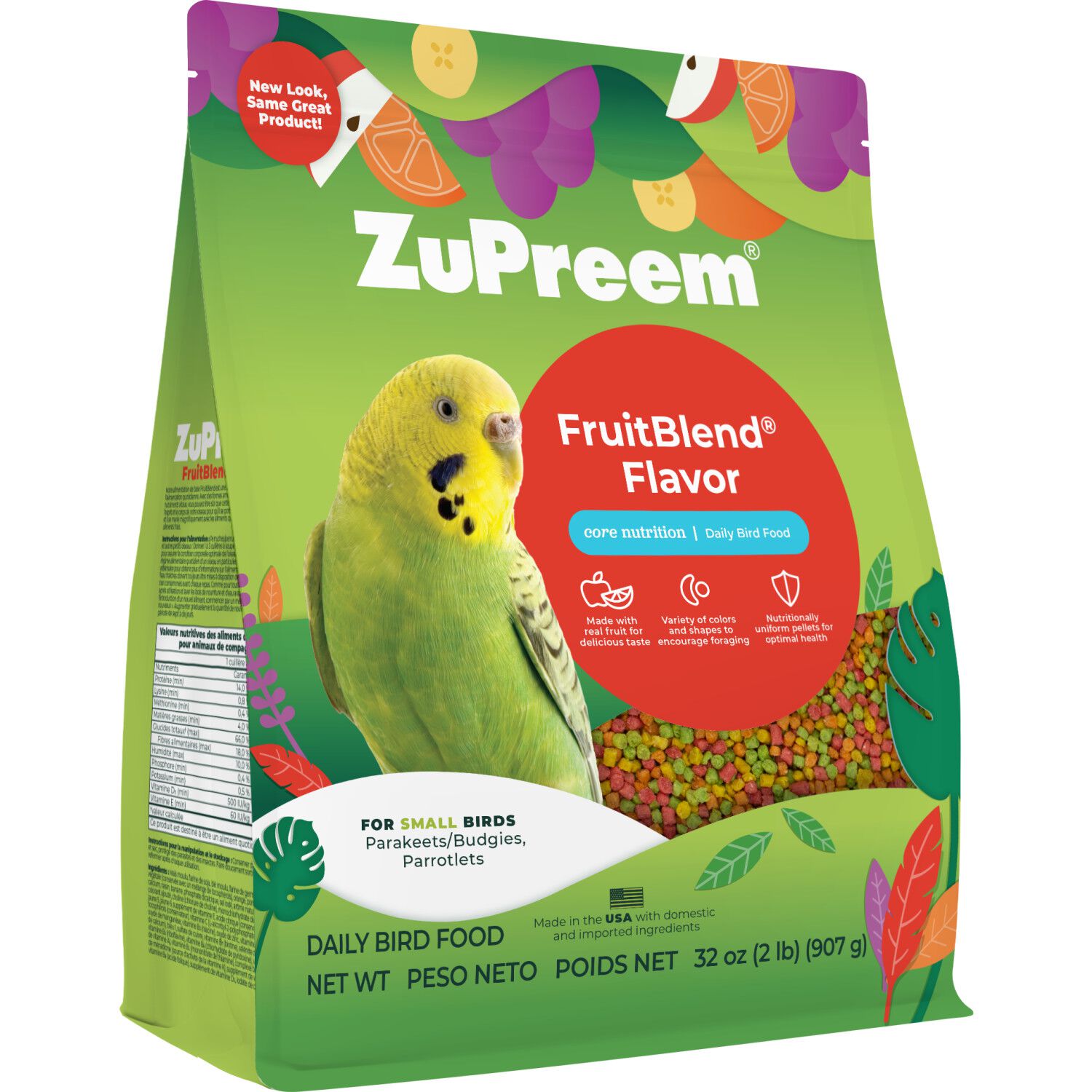 Zupreem Fruit Blend Flavor Bird Food For Small Birds, 2-Lb