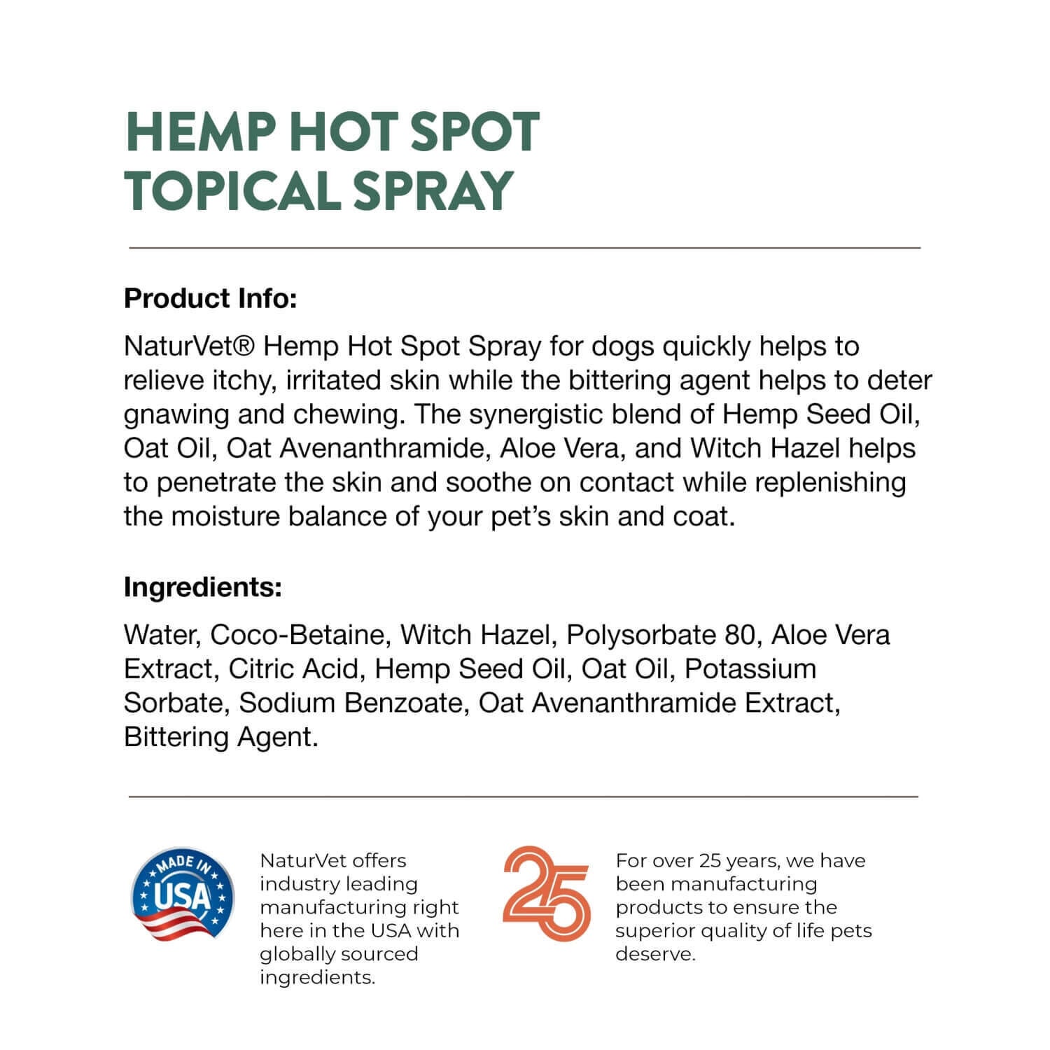 Naturvet Hemp Hot Spot Spray With Aloe Vera For Dogs