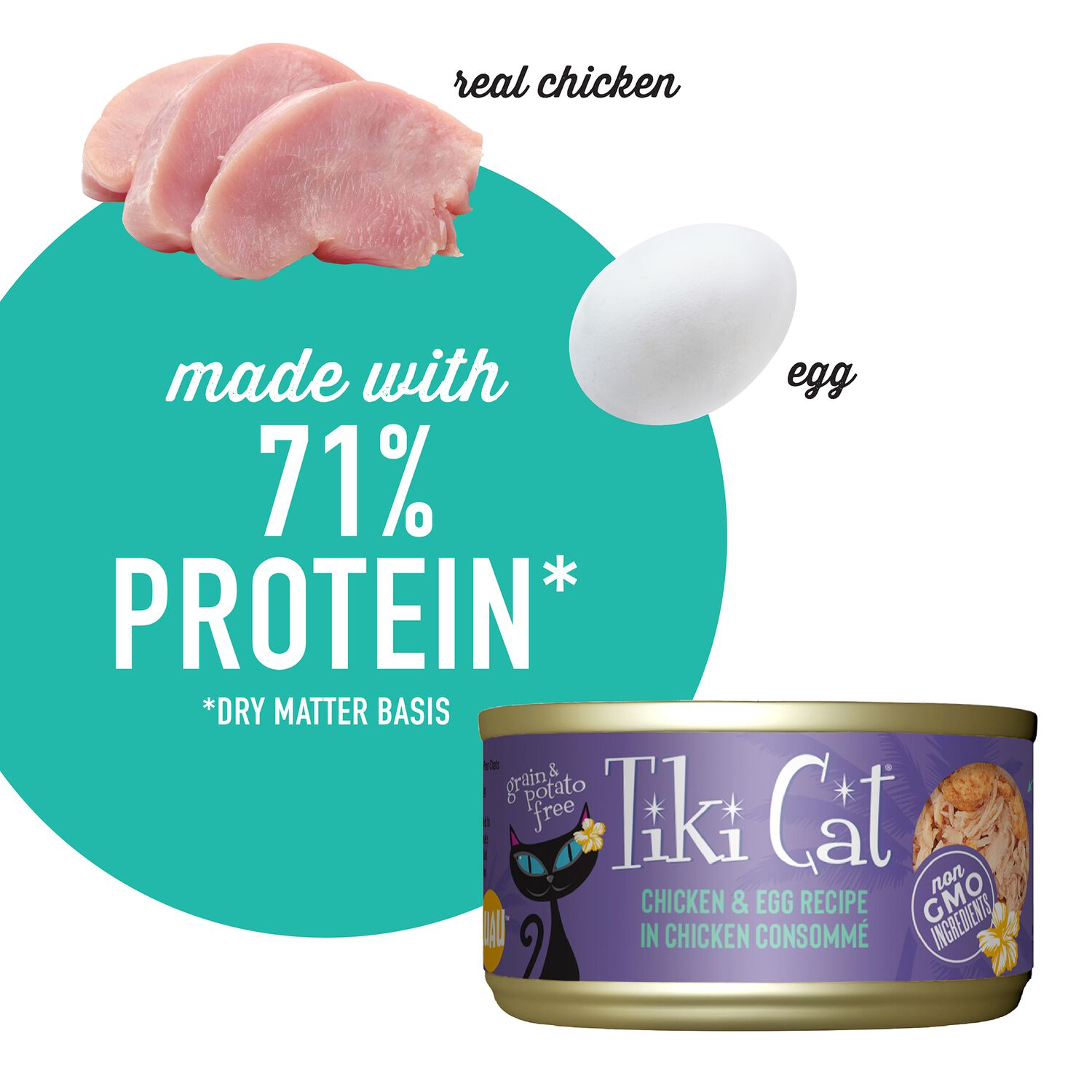 Tiki Cat Luau Wet Cat Food, Chicken & Egg, 2.8-Oz Can