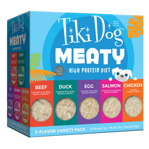 Tiki Dog Meaty High Protein Diet For Small Breeds Variety Pack Wet Dog Food, 10 3oz Cups