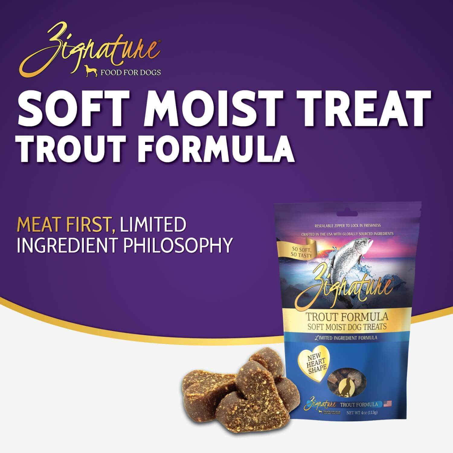 Zignature Trout Formula Soft Moist Limited Ingredient Dog Treats