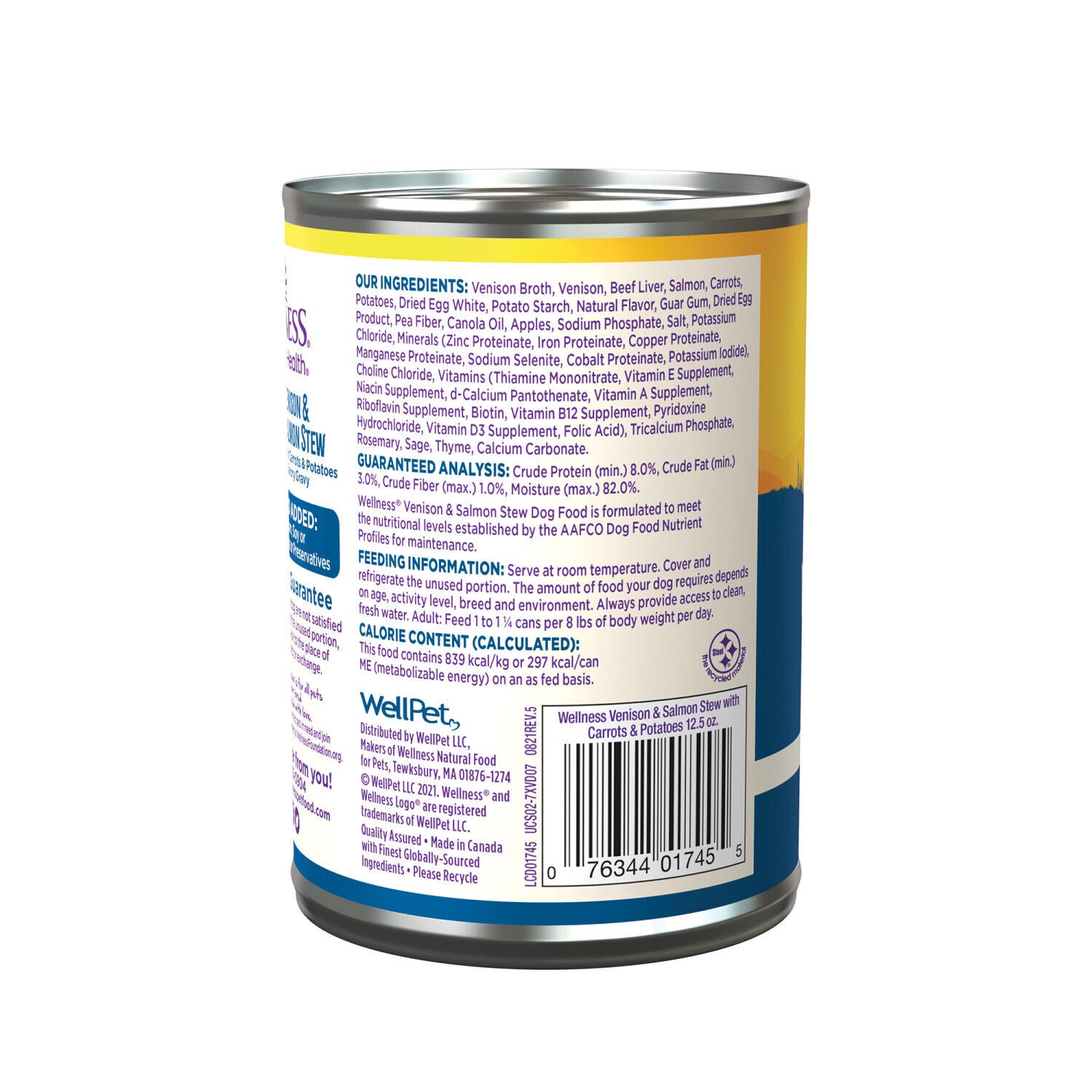 Wellness Complete Health Canned Wet Dog Food, Venison & Salmon Stew, 12.5-Ounce Can