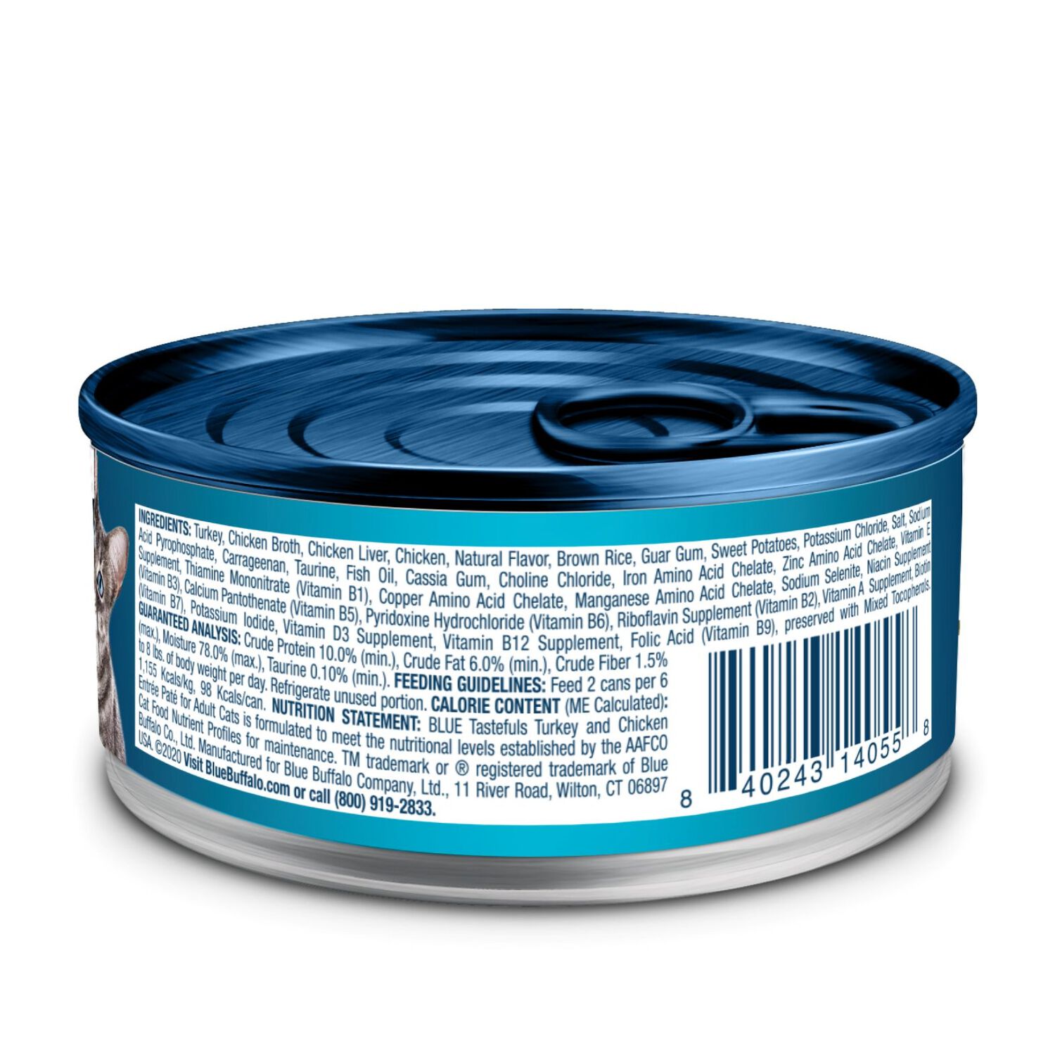 Blue Buffalo Tastefuls Wet Cat Food, Turkey & Chicken Entree Pate, 3-Oz Can