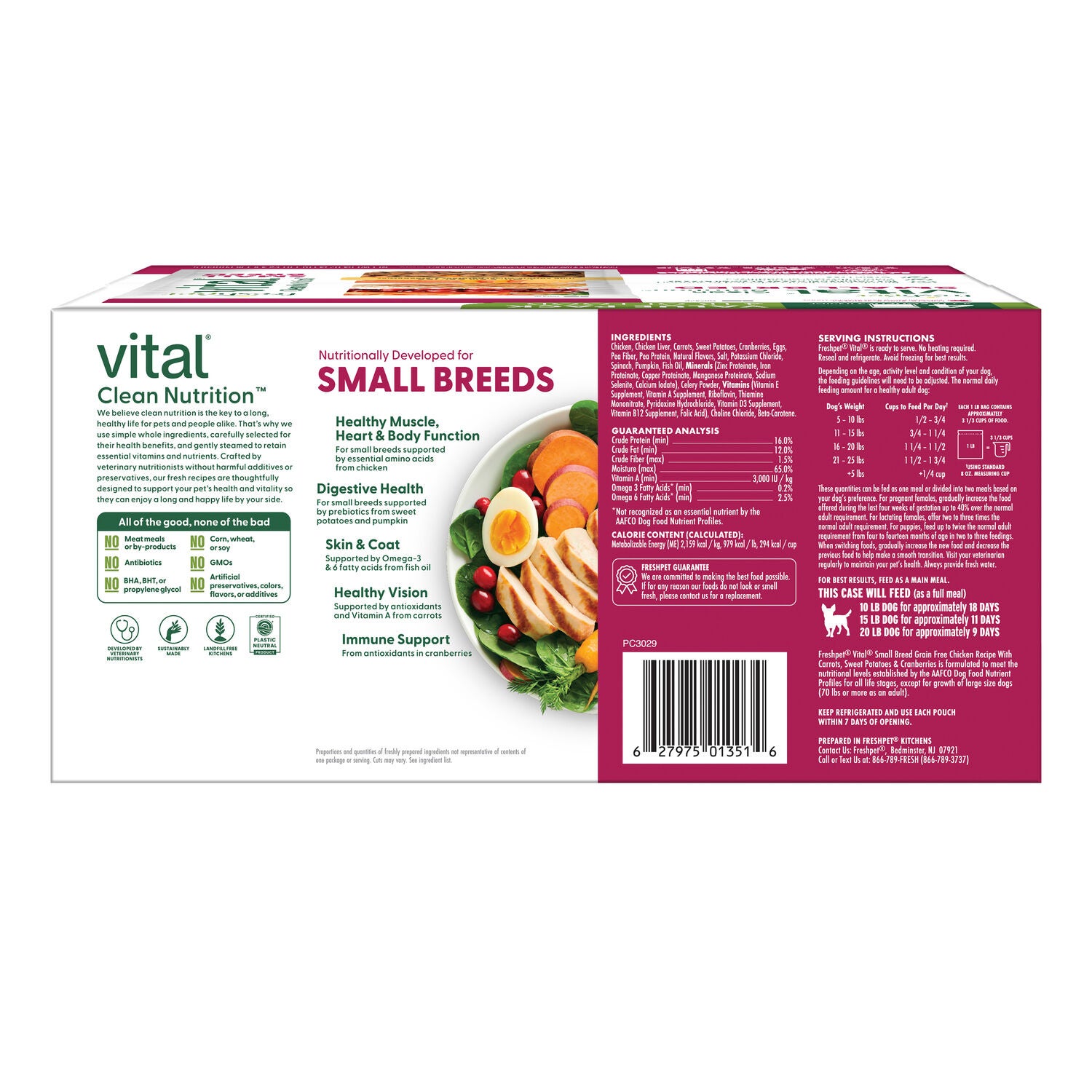 Freshpet Vital Clean Nutrition Small Breed Fresh Dog Food, Chicken Recipe, 1-Lb Bag - Pack Of 4
