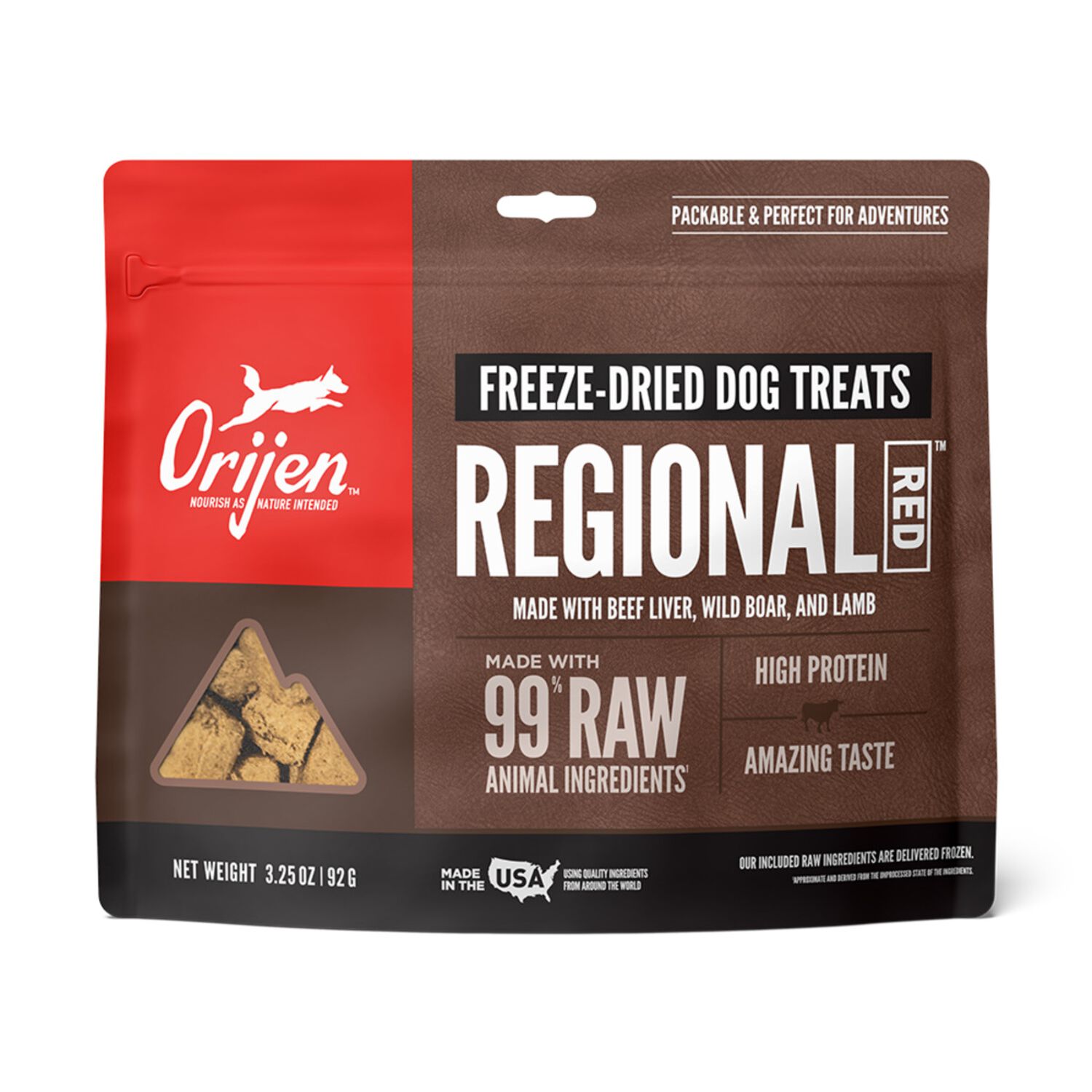 Orijen Regional Red Recipe Grain-Free High- Protein Freeze-Dried Dog Treats, 3.25-Oz Bag