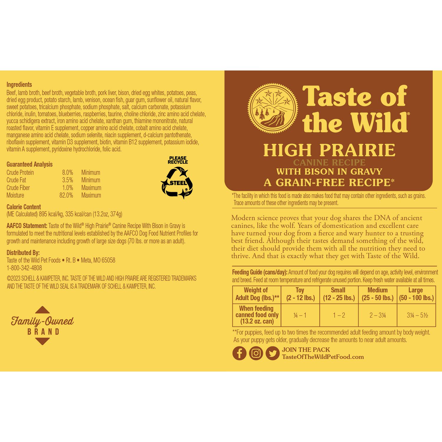 Taste Of The Wild Wet Dog Food, High Prairie Canine Recipe With Bison In Gravy, 13.2-Oz Can