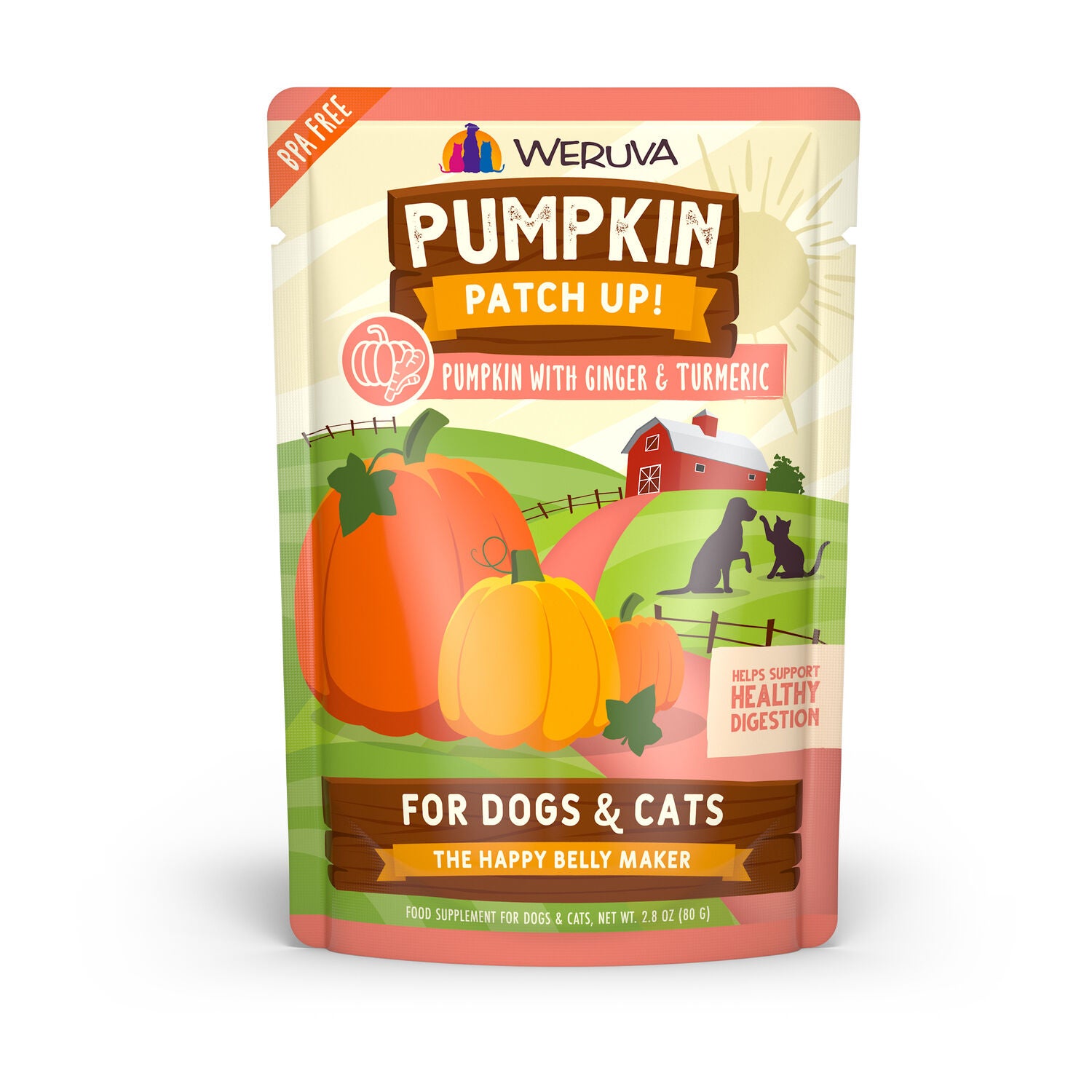 Weruva Pumpkin Patch Up Pumpkin With Ginger & Turmeric Wet Dog & Cat Food Topper, 2.8-Oz Pack Of 12