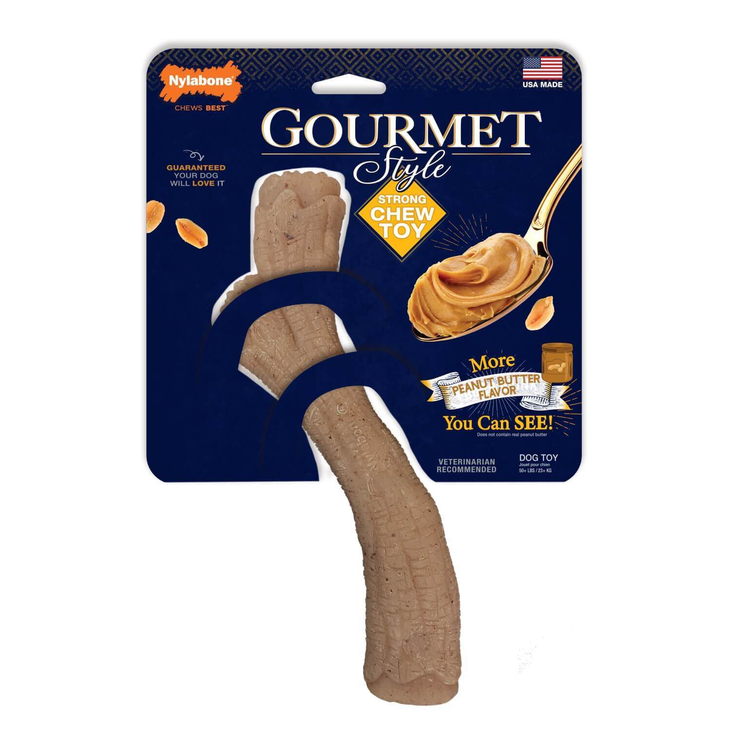Nylabone Gourmet Style Strong Chew Stick Dog Toy - Peanut Butter Flavor