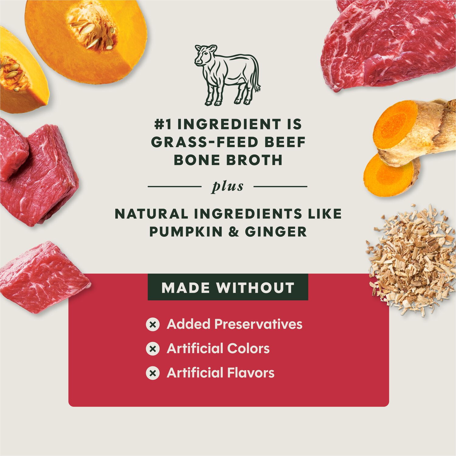 Instinct Grass-Fed Beef Bone Broth Dog Food Topper, 16-Oz Resealable Pouch Pack Of 6