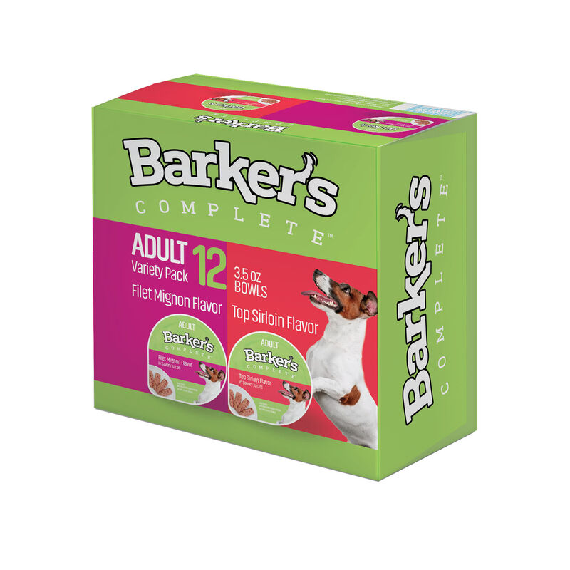 Barker'S Complete Filet Mignon & Top Sirloin Flavors Adult Wet Dog Food Variety Pack, 12 3.5oz Bowls