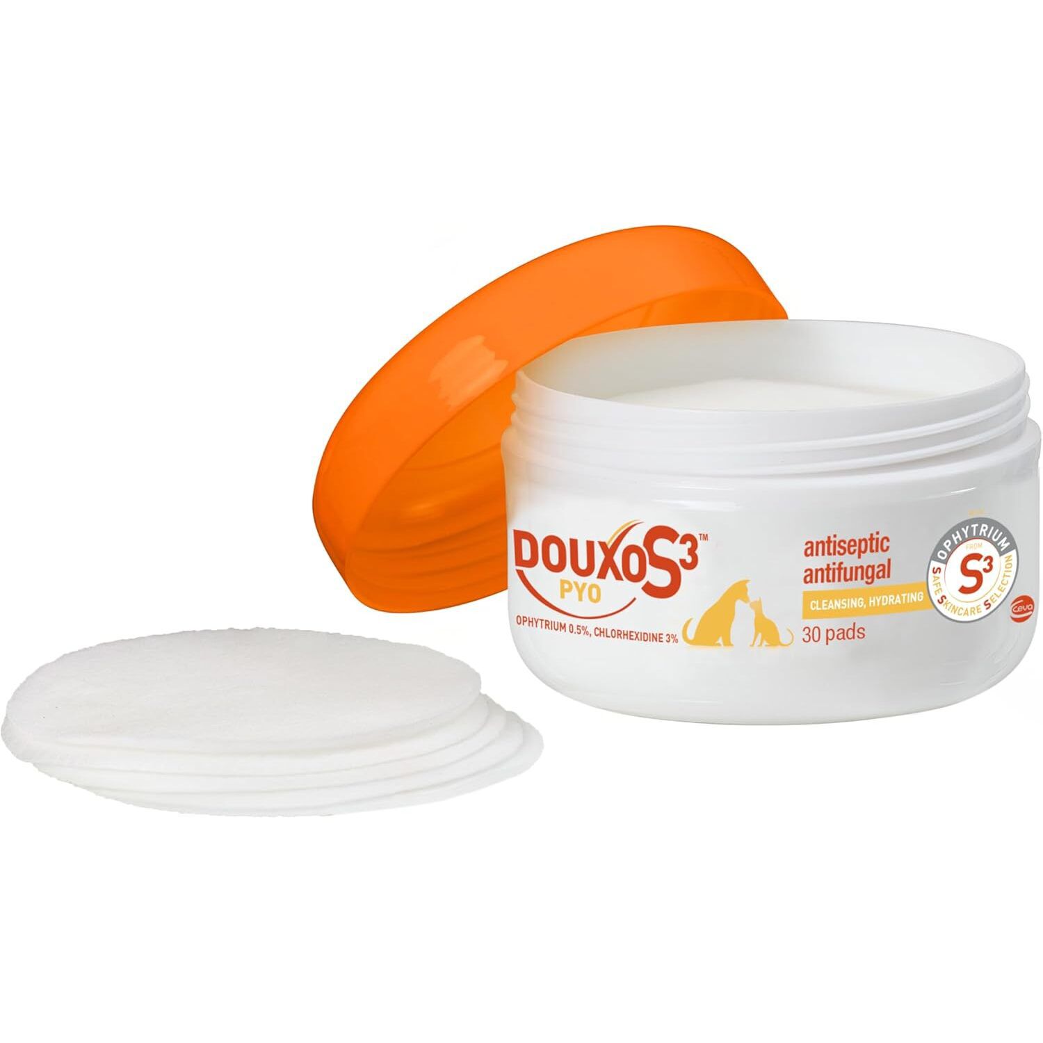 Douxo S3 Pyo Antiseptic Antifungal Chlorhexidine Dog & Cat Cleansing Wipes, 30 Count