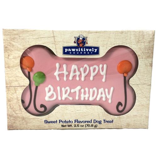 Happy Birthday Bone Pink Dog Cookie Gift Box Dog Treat
