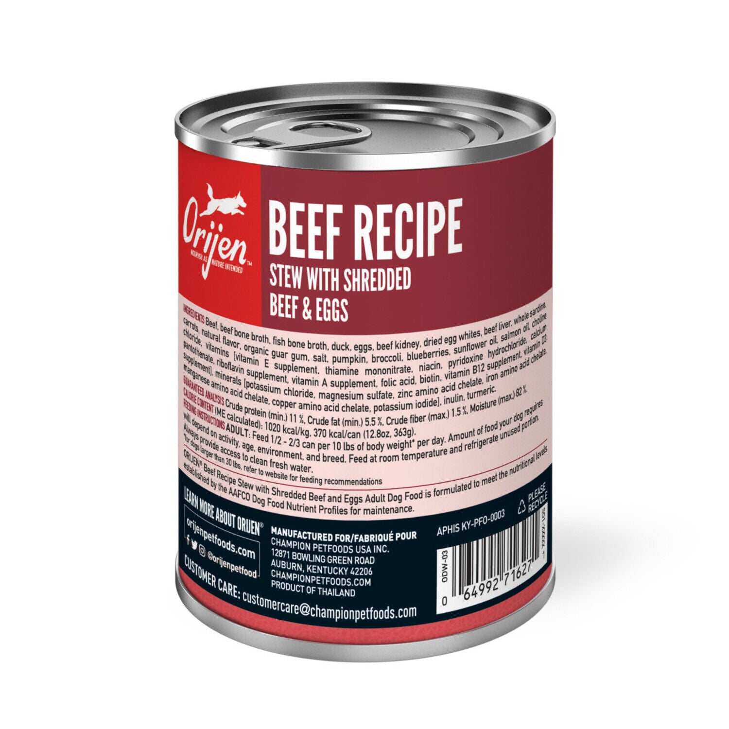 Orijen Real Meat Shreds Wet Dog Food Beef Stew Recipe 12.8-Oz