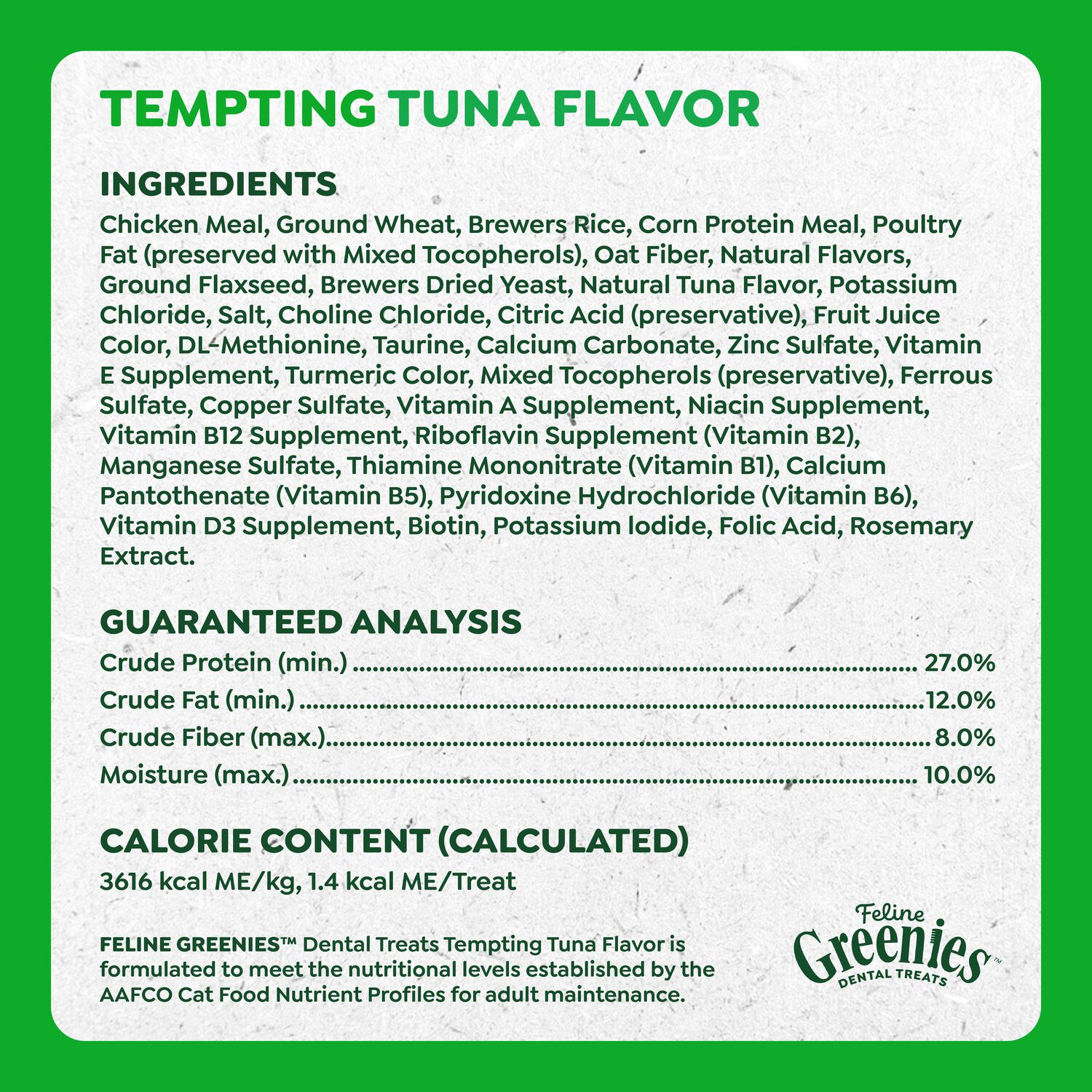 Greenies Feline Natural&nbsp;Tempting Tuna Flavor Dental Cat Treats, 21-Oz
