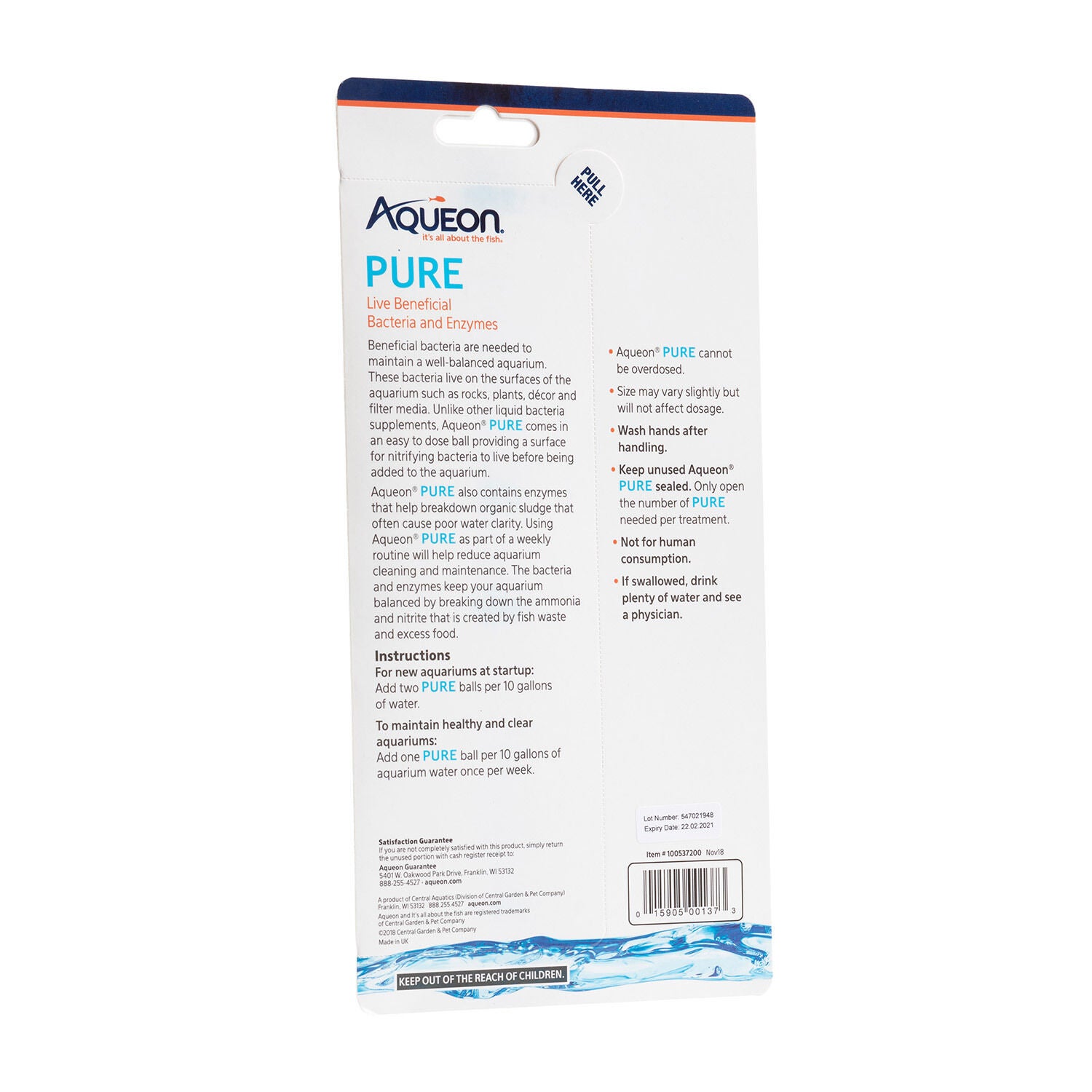 Aqueon Pure Live Bacteria & Enzymes Aquarium Water Supplement