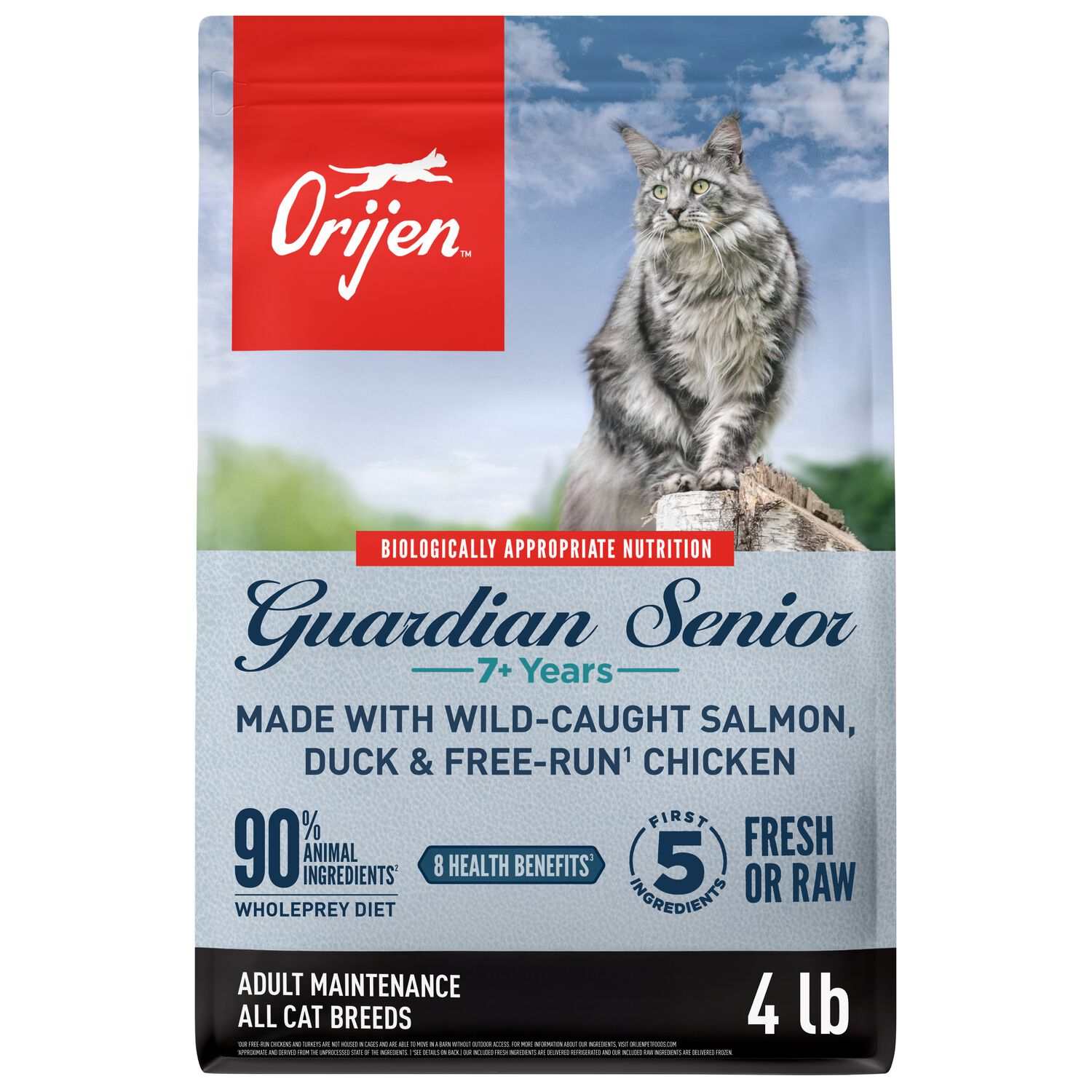 Orijen Fresh & Raw Animal Ingredients High Protein Grain Free Senior Guardian Dry Cat Food, 4-Lb Bag