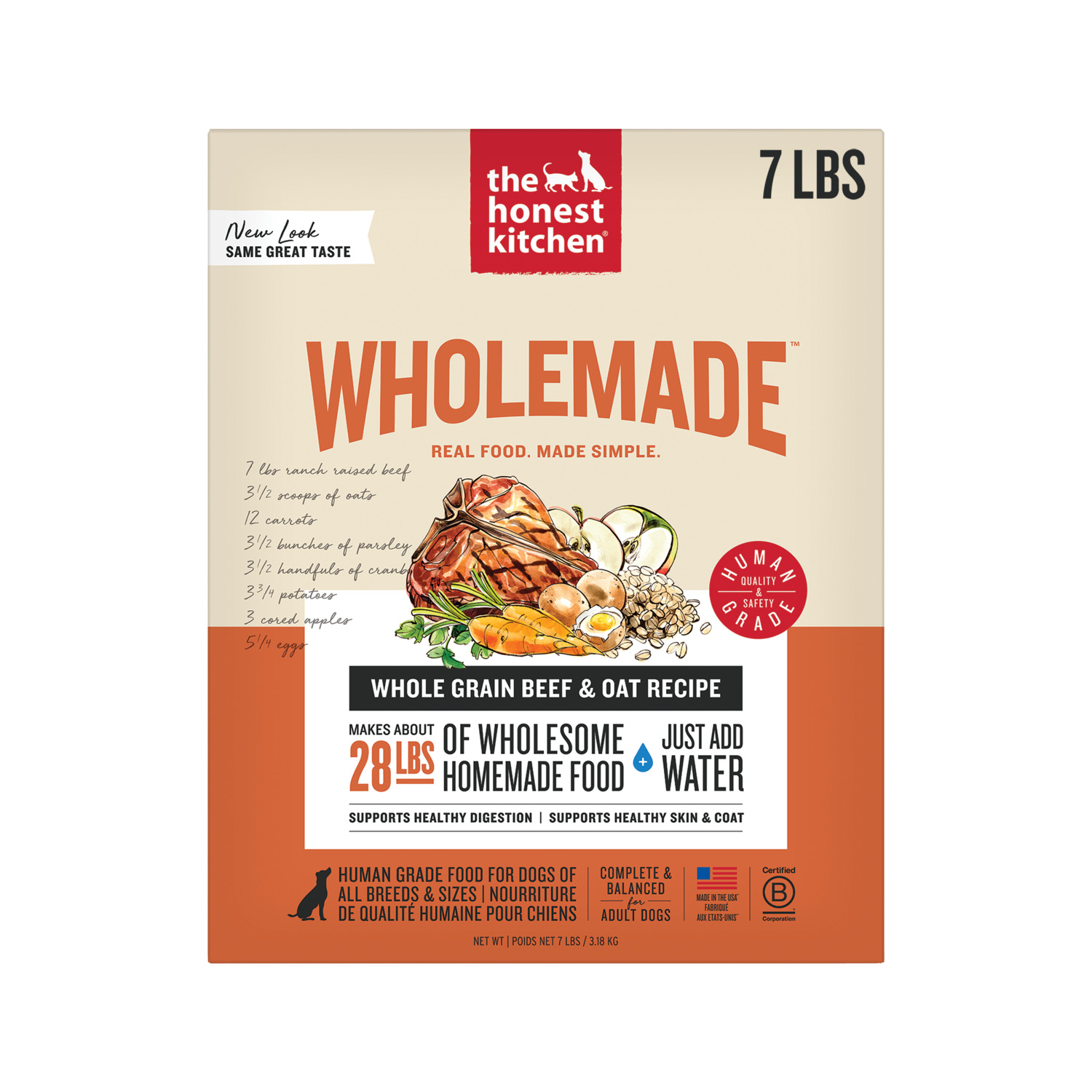 The Honest Kitchen Wholemade Whole Grain Beef & Oat Recipe Dehydrated Dog Food, 1.5-Oz Pack Of 10