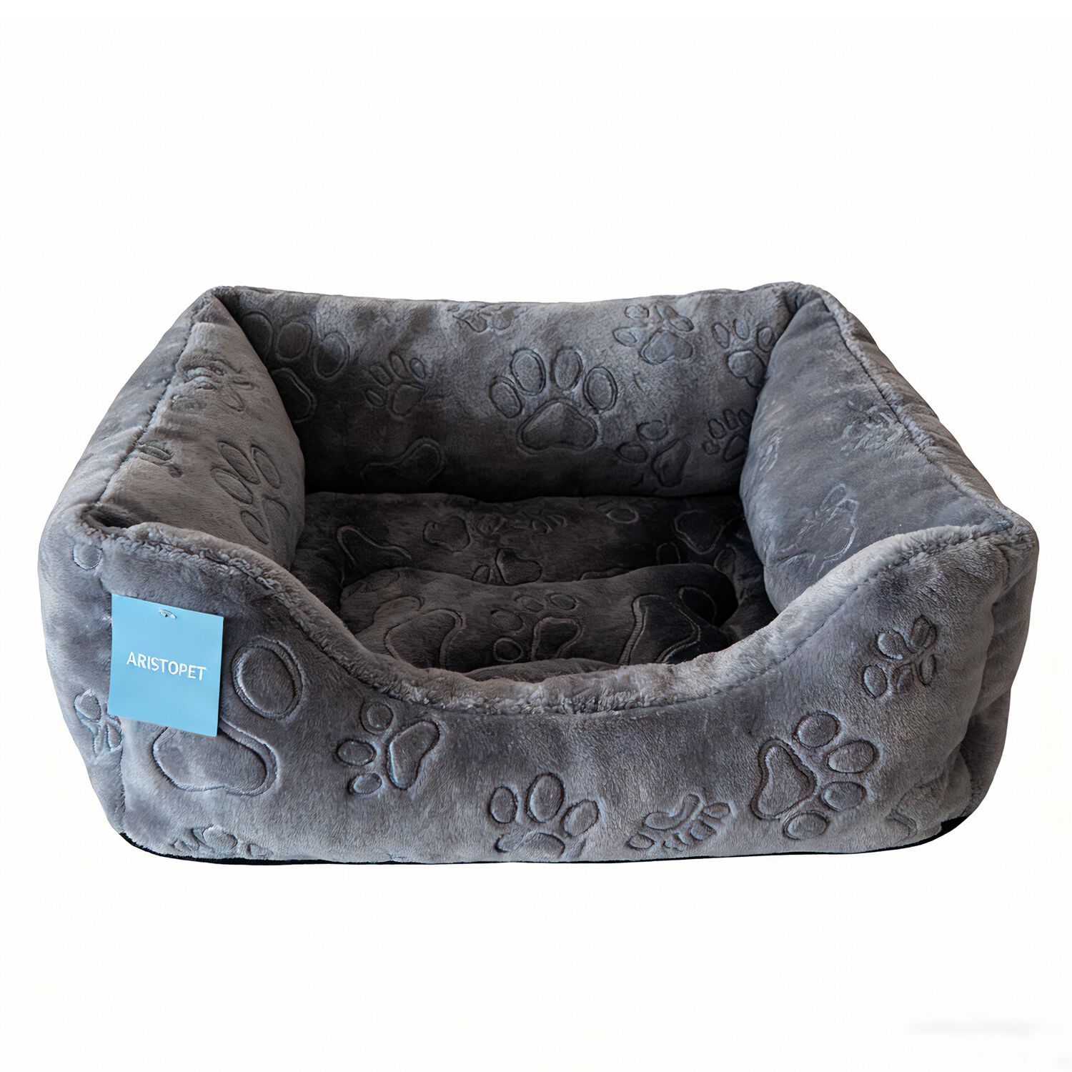 Aristopet Cuddler Medium Dog Bed, Paw Print Grey, 20" By 24"