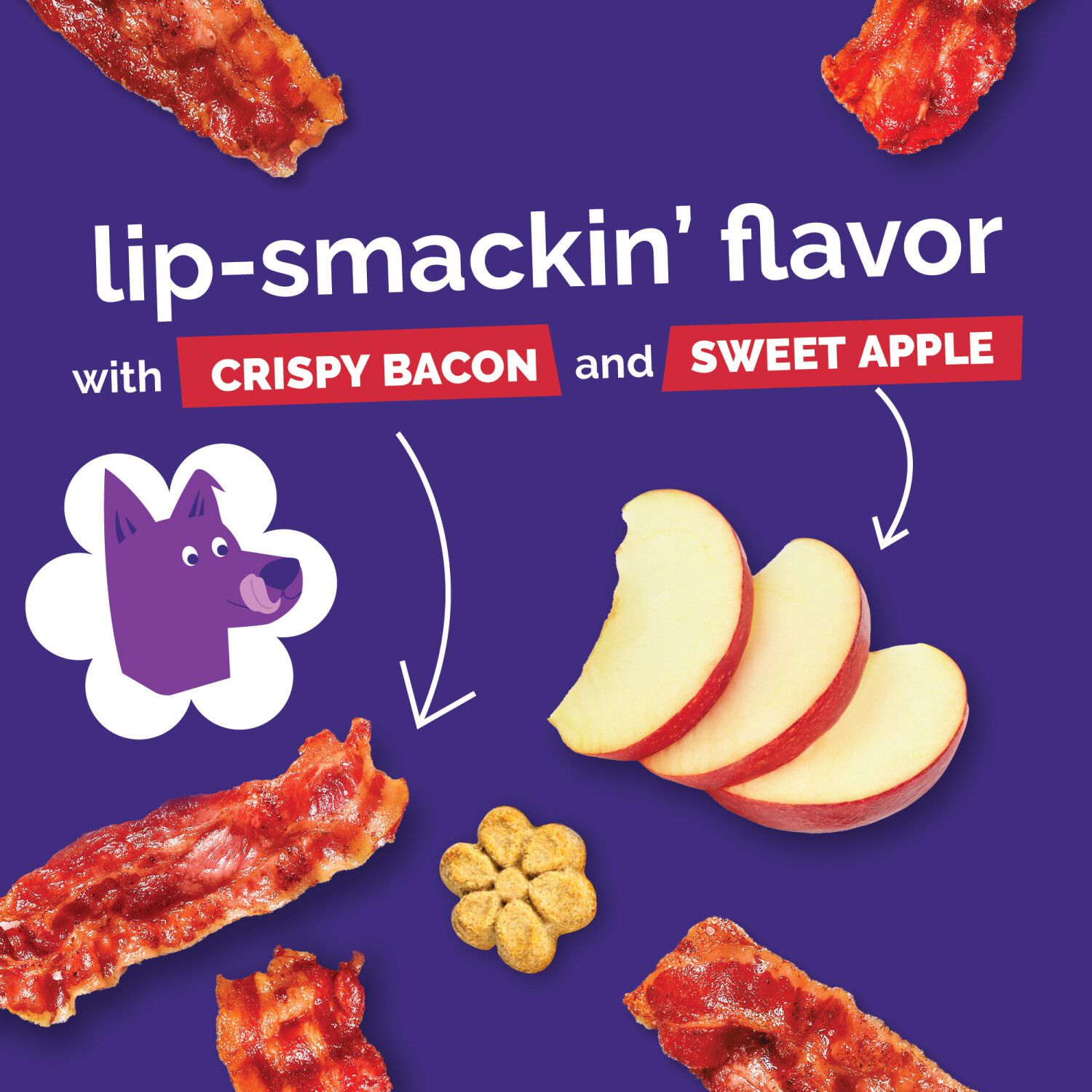 Fruitables Low Calorie Baked Crunchy Dog Treats, Bacon & Apple, 12-Oz Bag