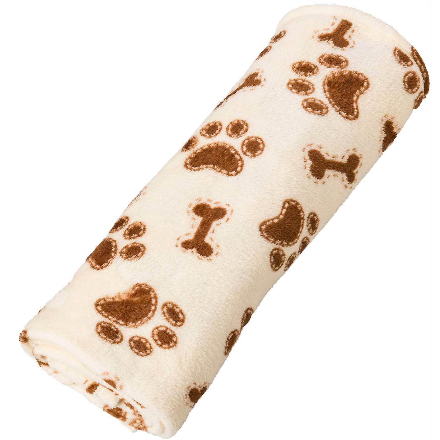 Spot Snuggler Bones & Paws Print Dog Blanket, Cream, 30 X 40