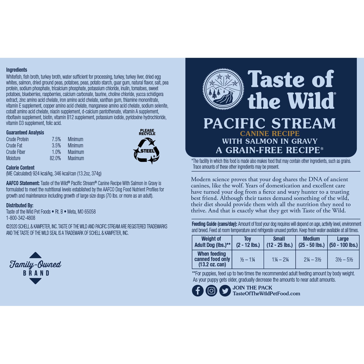 Taste Of The Wild Wet Dog Food, Pacific Stream Canine Recipe With Salmon In Gravy, 13.2-Oz Can