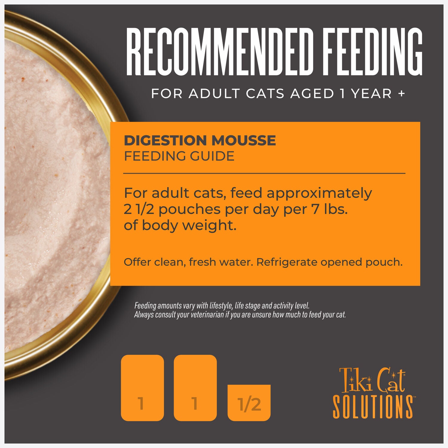 Tiki Cat Solutions Mousse, Digestion, Chicken & Egg Recipe In Broth, 2.4-Oz Pouch Pack Of 12
