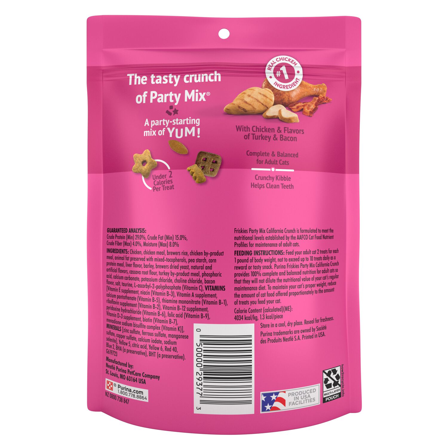 Purina Friskies Party Mix California Crunch Low-Calorie Cat Treats, 6-Oz Bag
