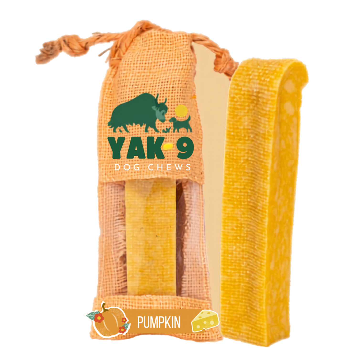 Yak9 Chews Natural Yak Cheese Chews Dog Treats, Pumpkin, Large, 1-Each
