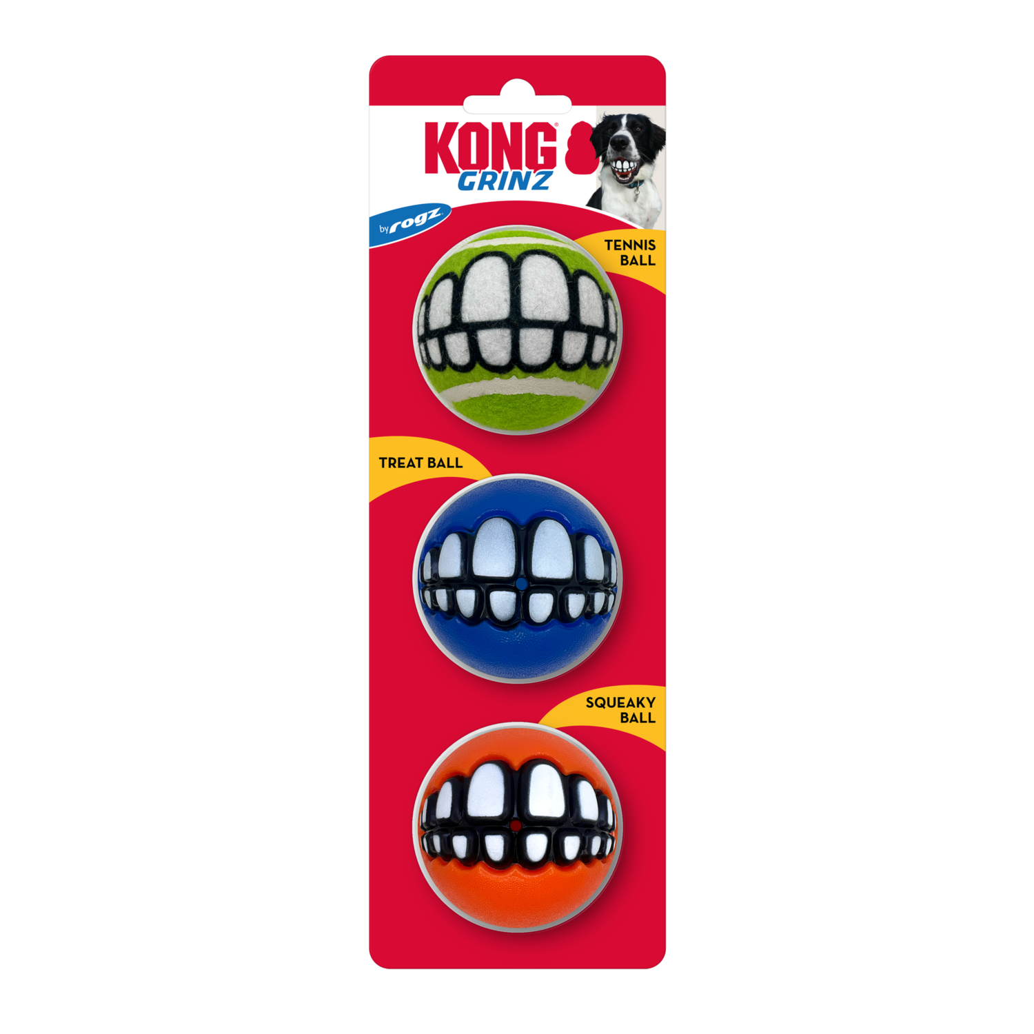 Kong Grinz Activity Variety Balls Dog Toy, 3-Pack