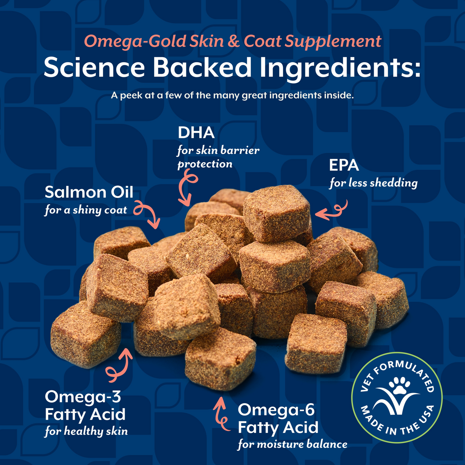 Naturvet Omega-Gold Plus Salmon Oil Skin & Coat Soft Chew Supplements For Dogs & Cats