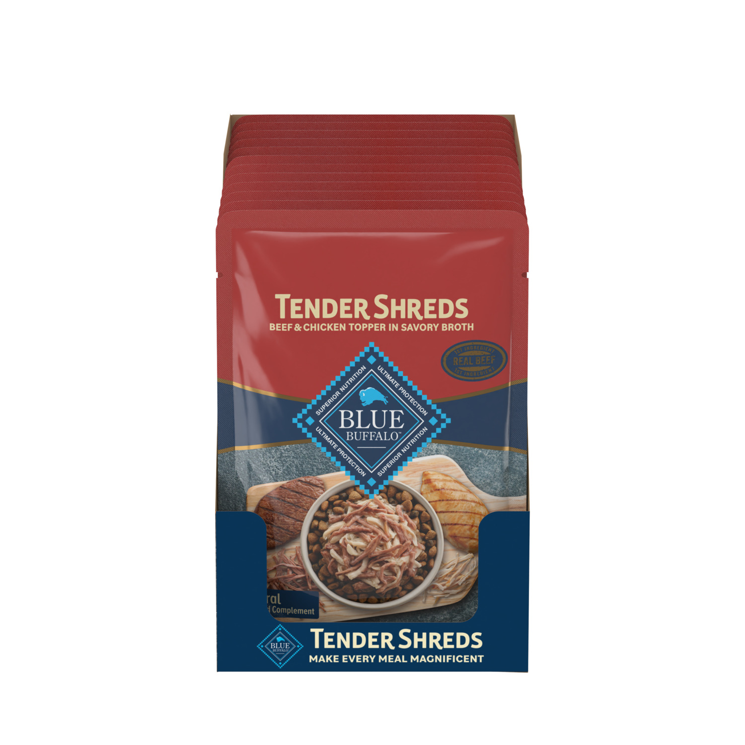 Blue Buffalo Tender Shreds Beef Wet Dog Food Topper In Savory Broth