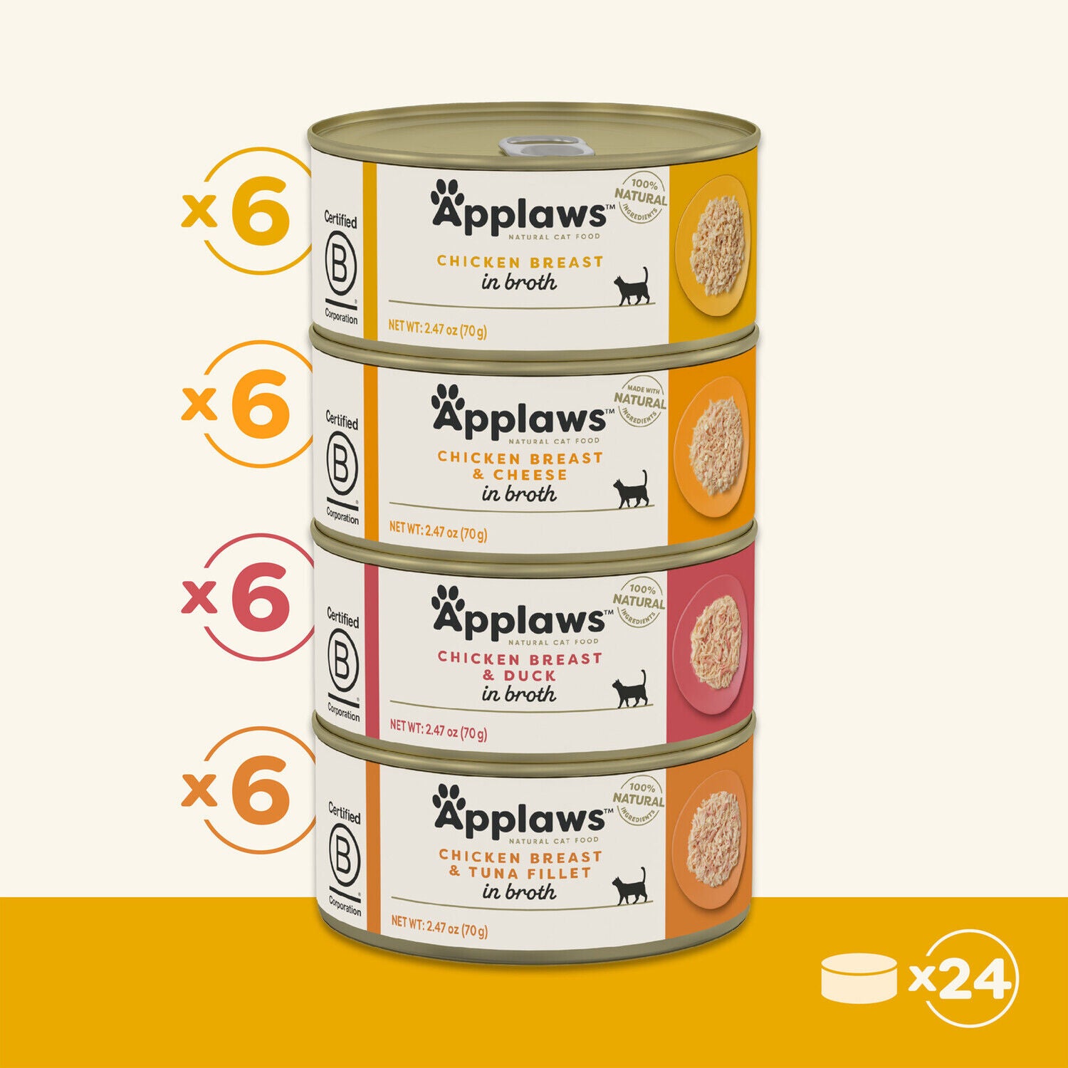 Applaws&trade; Natural Wet Cat Food Chicken Selection Variety Pack In Broth, 2.47-Oz Pack Of 12