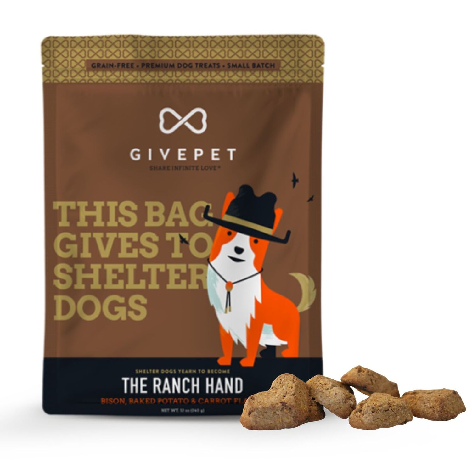 Givepet Ranch Hand Bison Crunchy Biscuit Dog Treats, 11-Oz Bag