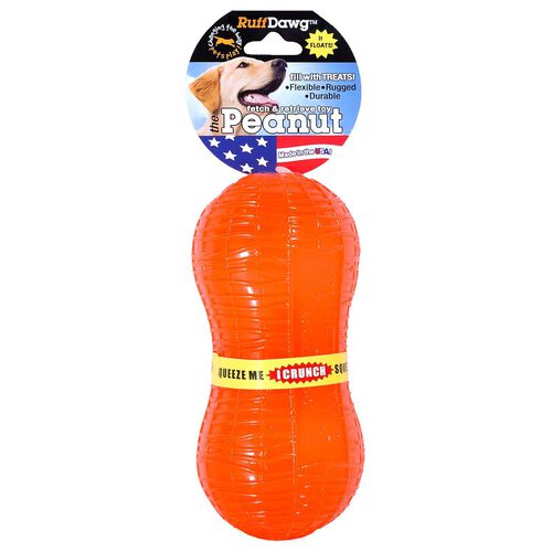 Ruff Dawg Crunch Peanut Rubber Dog Toy, Assorted Colors