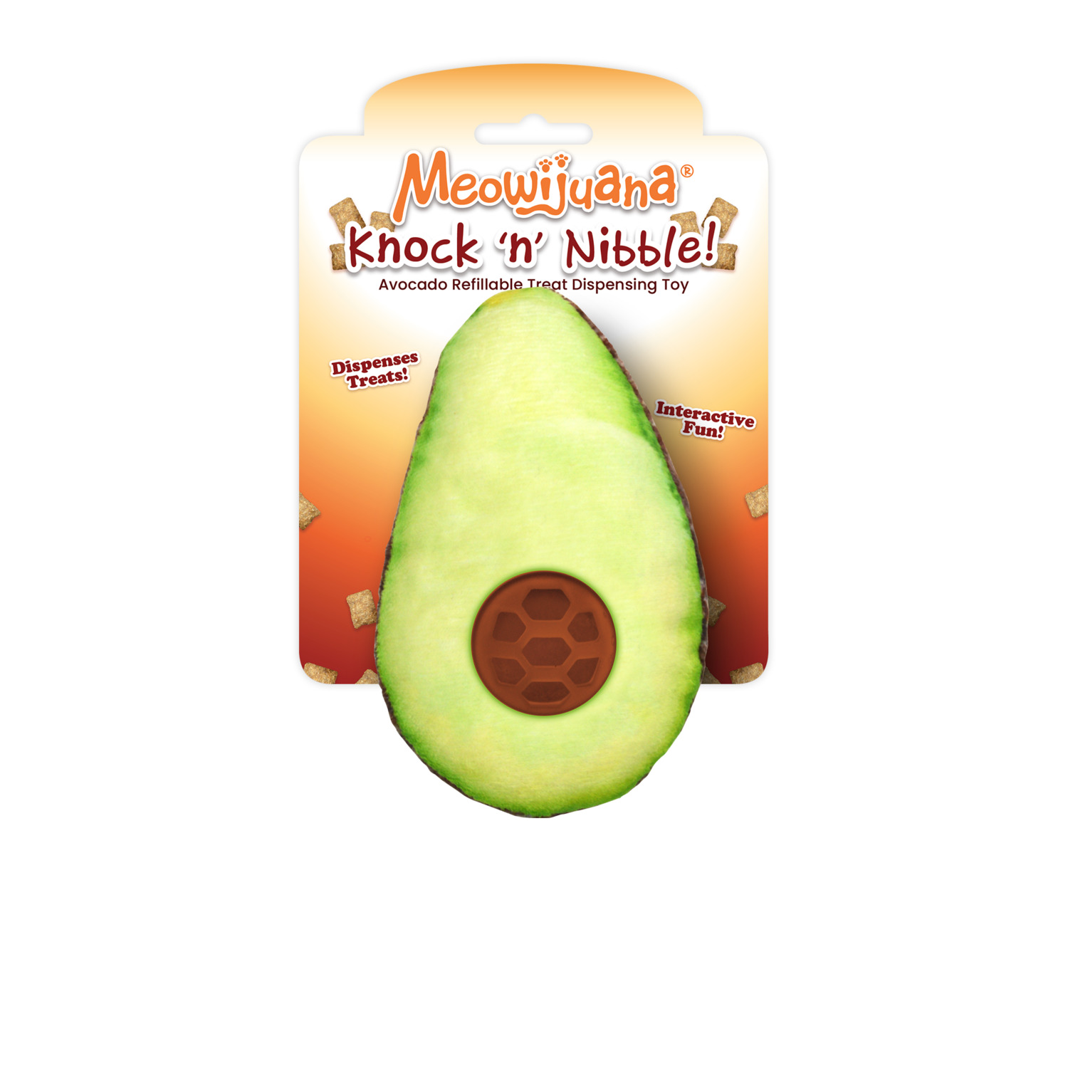 Meowijuana Knock N' Nibble Avocado Refillable Treat Dispensing Cat Toy