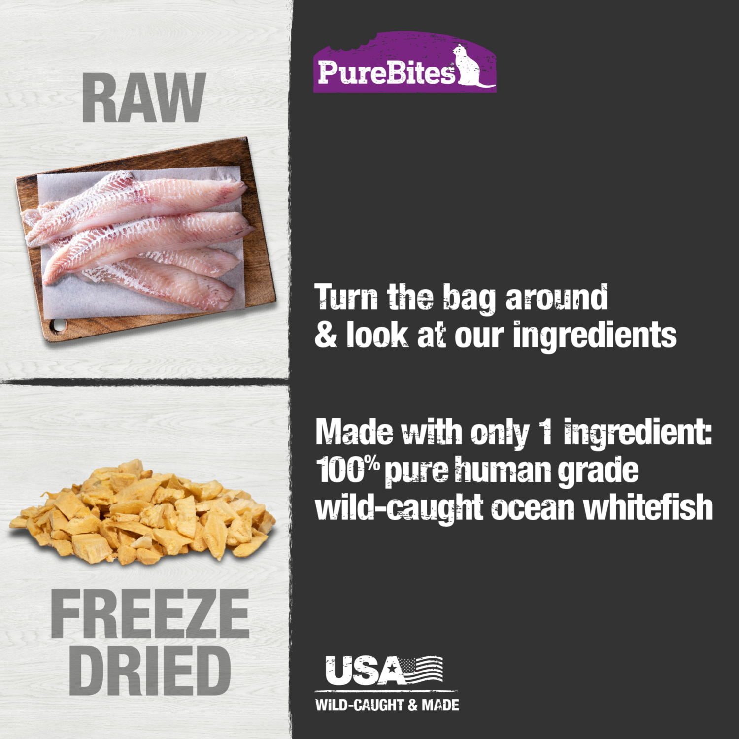 Purebites Freeze-Dried Cat Treats,  Ocean Whitefish, 0.70-Oz