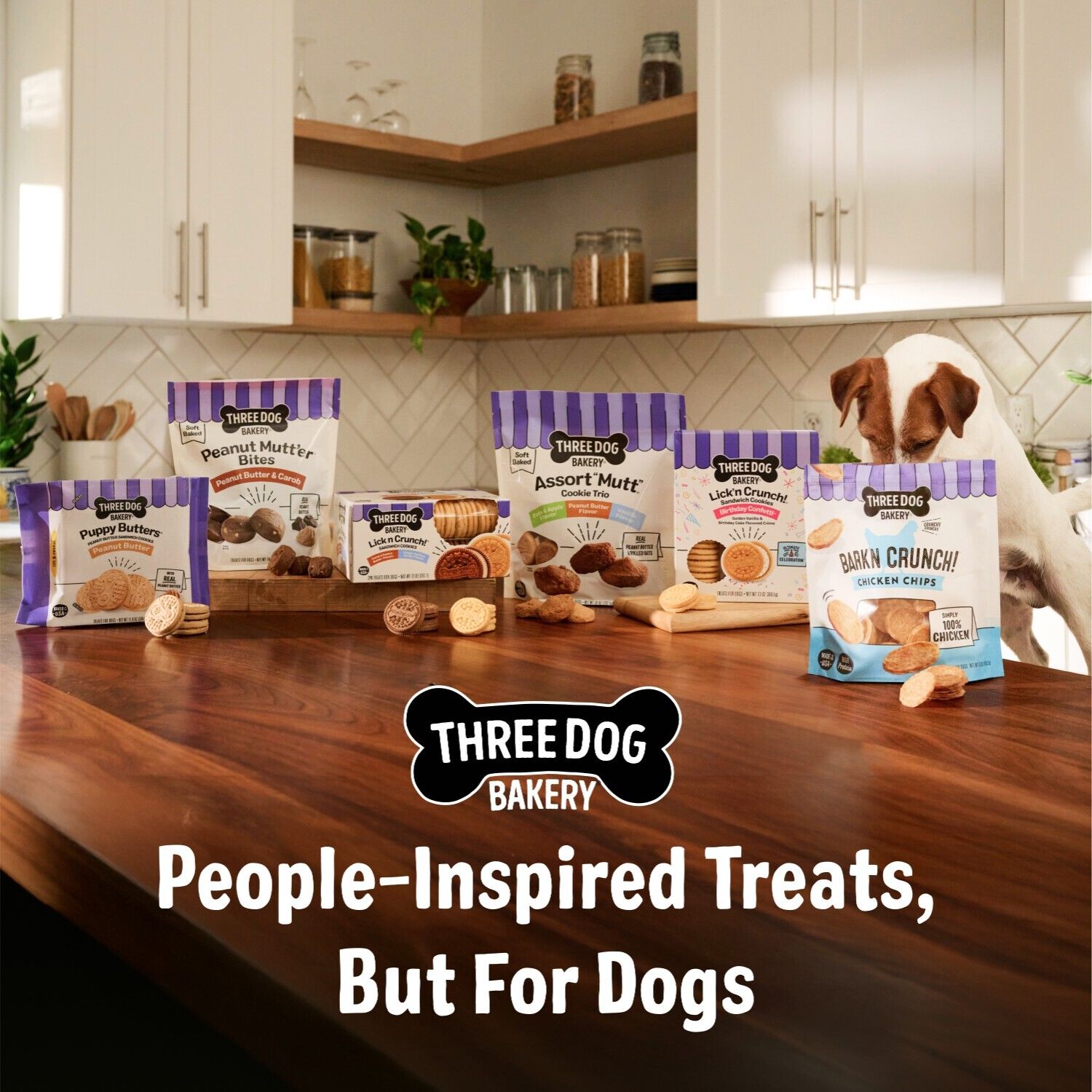 Three Dog Bakery Soft Baked Woofers Grain Free Peanut Butter & Banana Flavor Dog Treats, 13-Oz