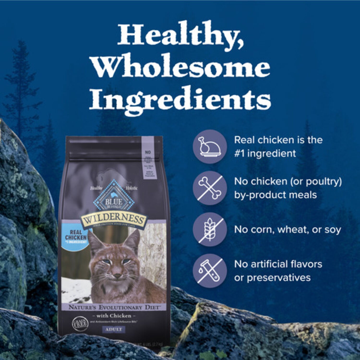 Blue Buffalo Wilderness Adult Dry Cat Food, Chicken Recipe, 6-Lb Bag