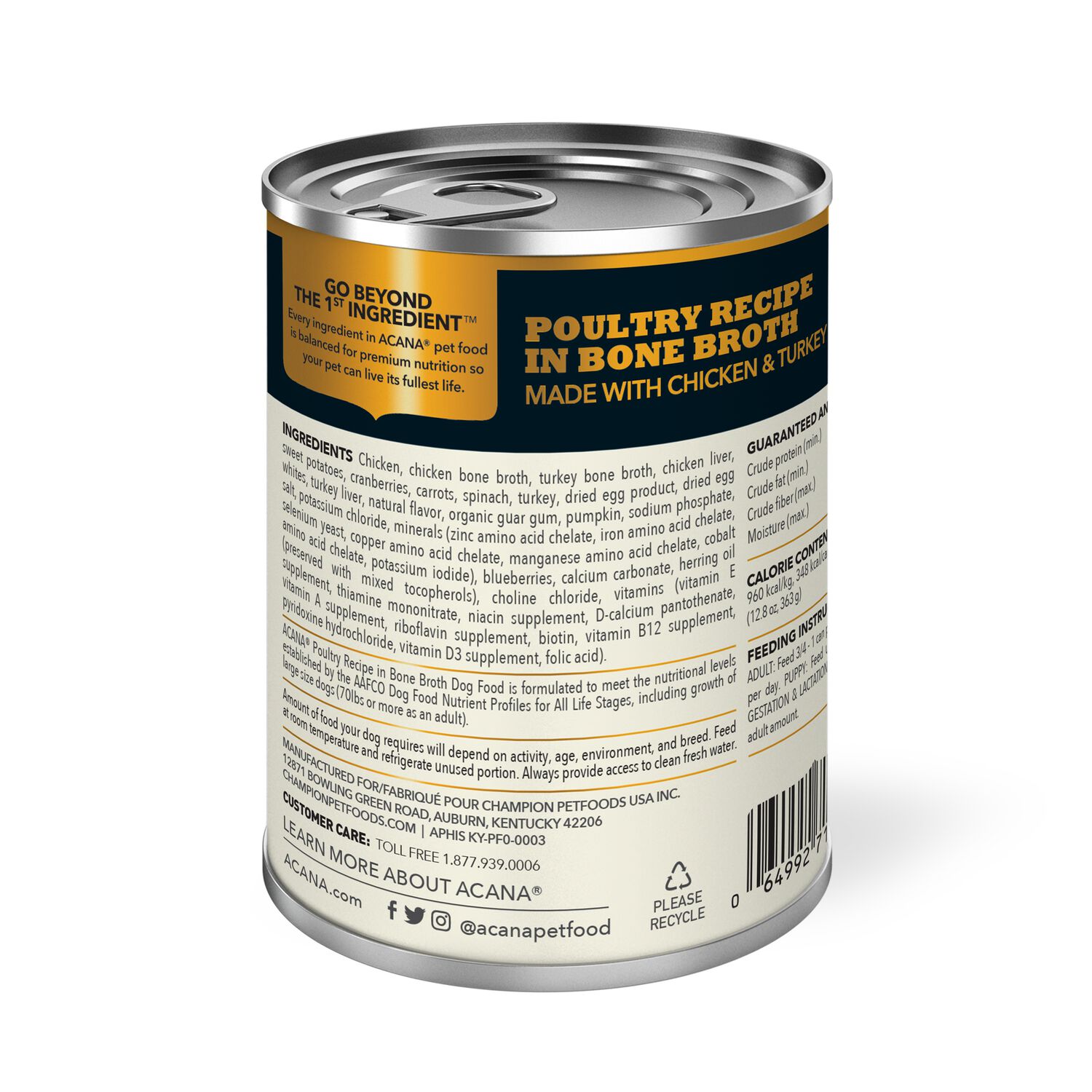 Acana Premium Chunks Poultry Recipe In Bone Broth Wet Dog Food, 12.8-Oz