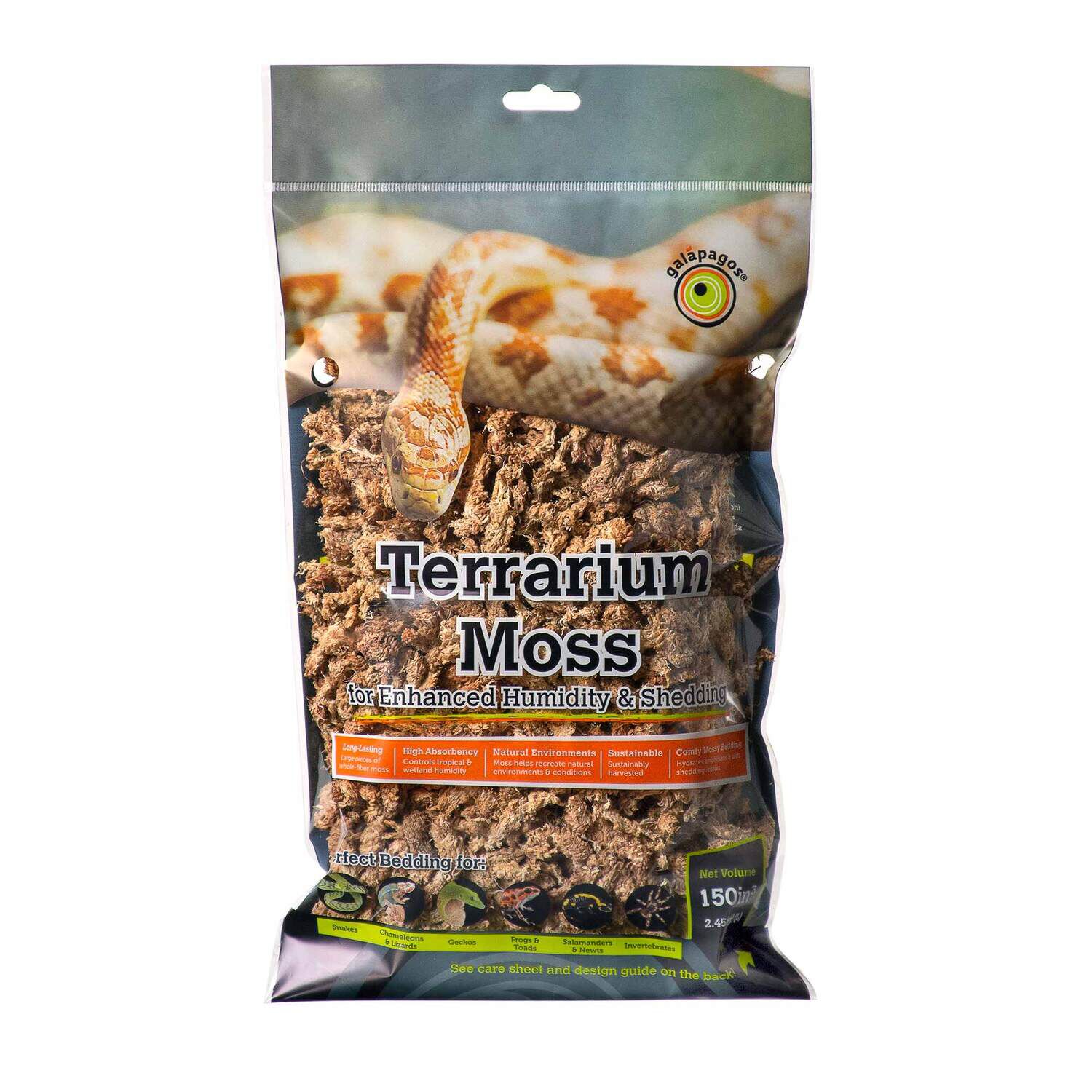 Gal&aacute;pagos Terrarium Sphagnum Moss Terrarium Substrate, Golden, 150In 3 Header Bag