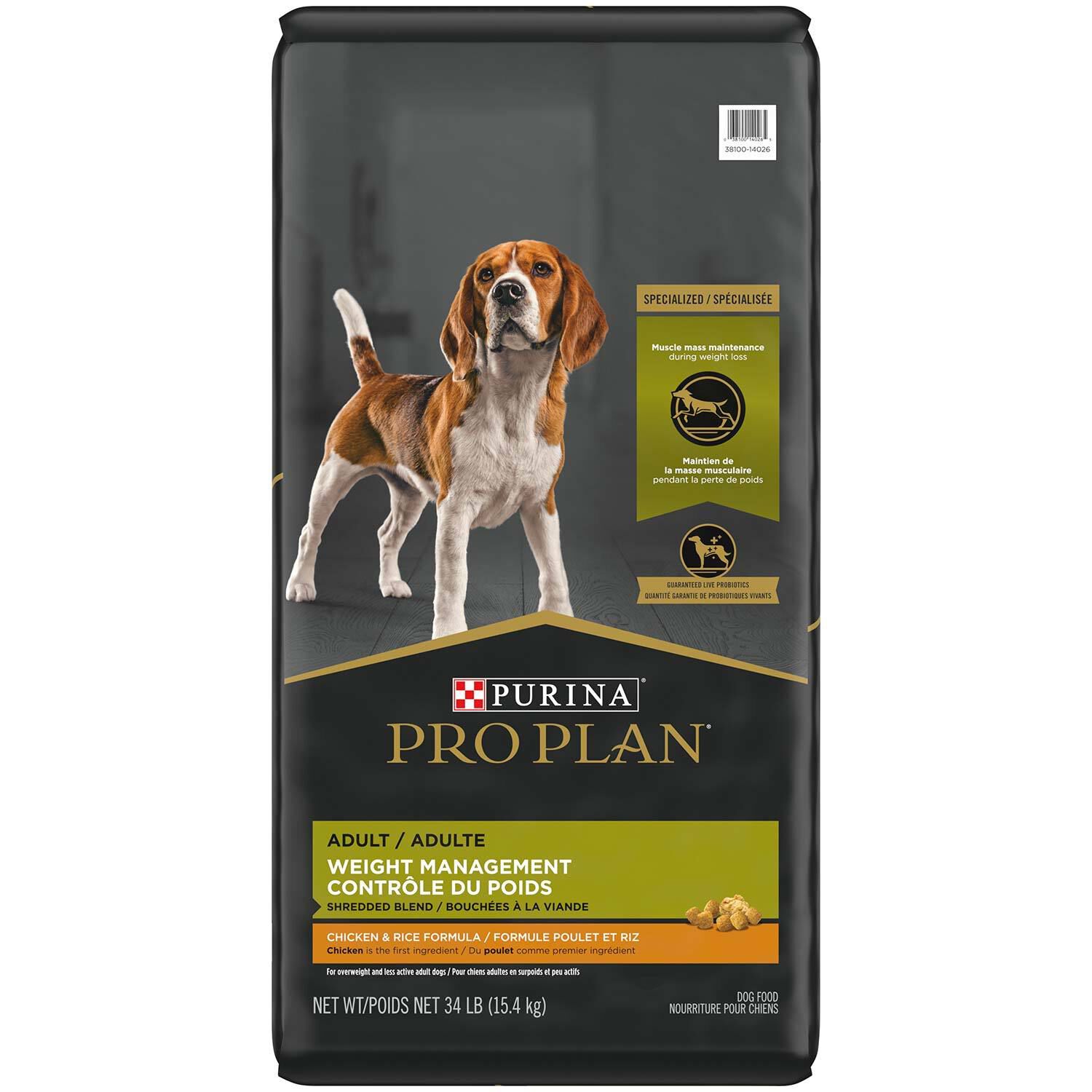 Purina Pro Plan Weight Management Shredded Blend Chicken & Rice Formula Dry Dog Food