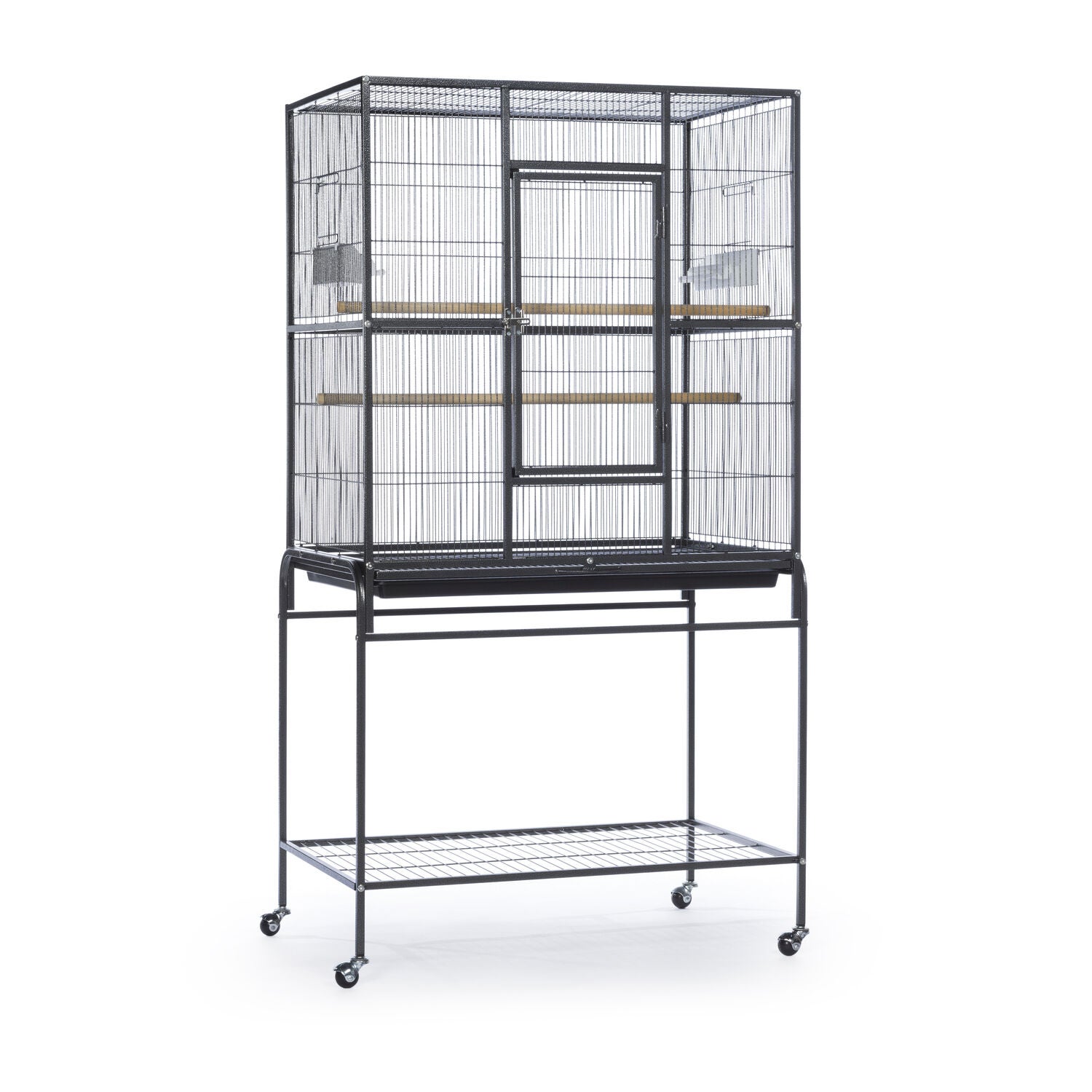 Prevue Pet Products Powder-Coated Steel Flight Bird Cage With Stand, Black Hammertone