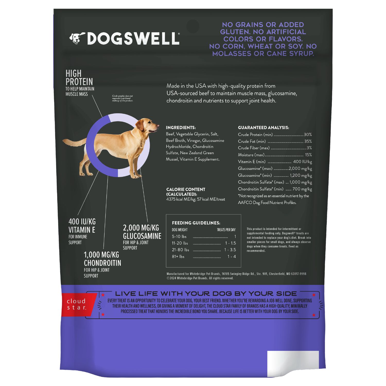 Dogswell Hip & Joint Single-Ingredient Jerky Dog Treats, Beef, 10-Oz