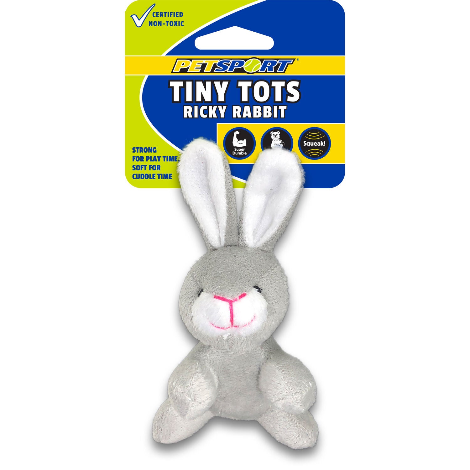 Petsport Tiny Tots Barn Buddy Plush Dog Toy, Ricky Rabbit, 3"