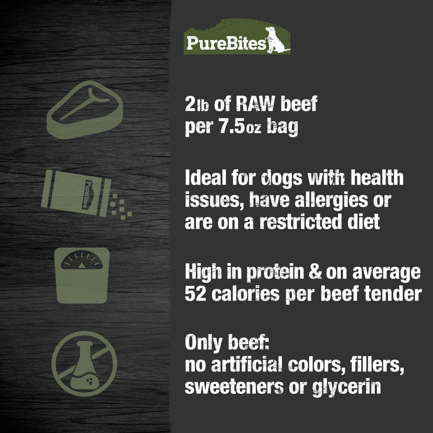 Purebites Beef Jerky Dog Treats, 1 Ingredient, Made In Canada, 7.5Oz